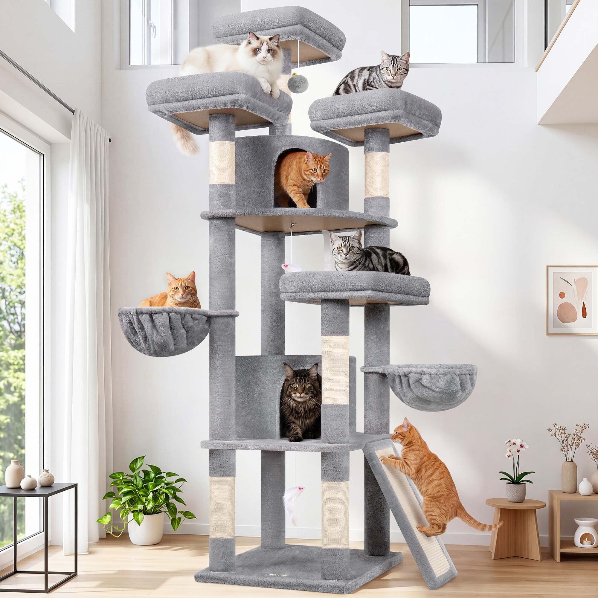 globlazer-f-series-f80h-arbre-chat-gris-clair-80-pouces-grand-chat image 1