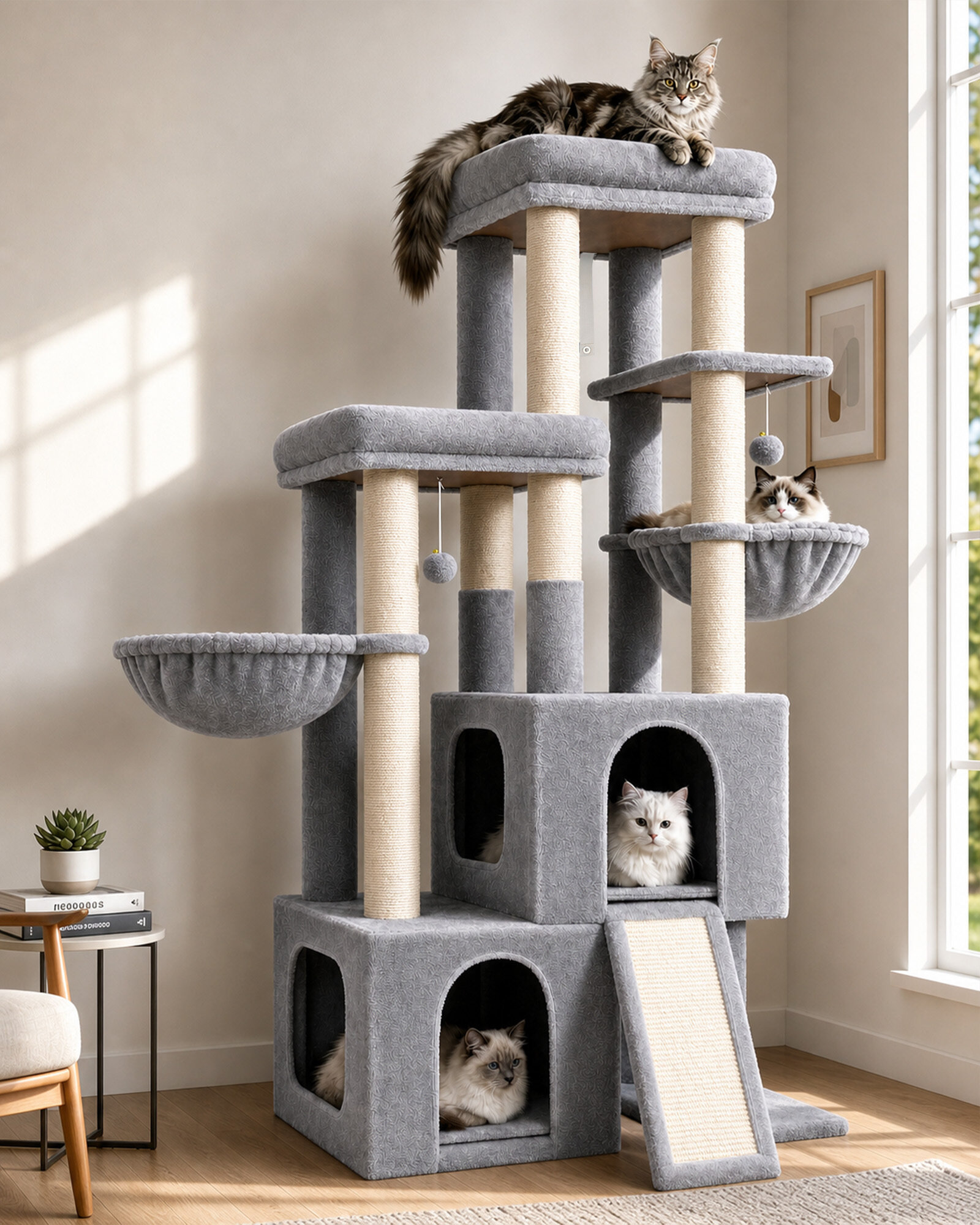 globlazer-s62-arbre-chat-gris-clair-157-cm-grand image 1