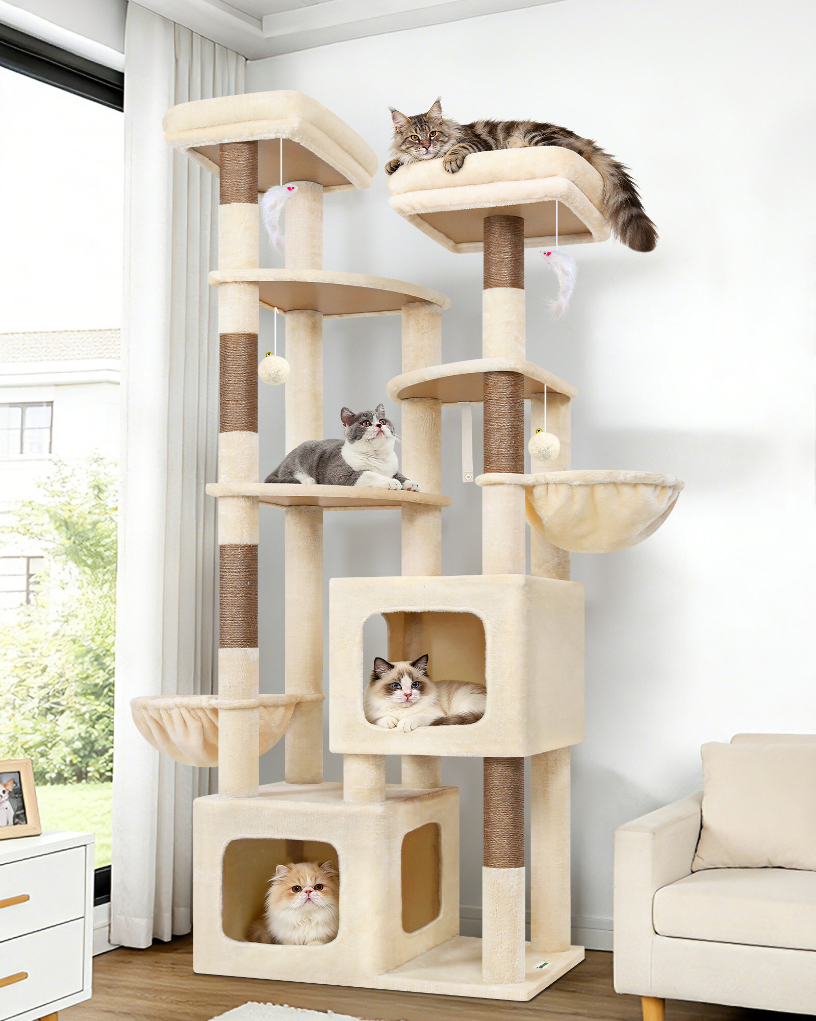 globlazer-s-series-s74e-arbre-chat-beige-robuste-188-cm image 1
