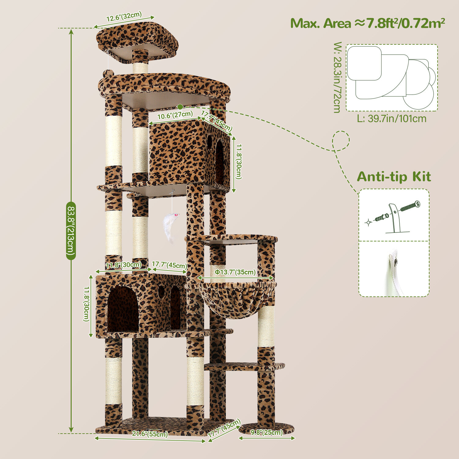 globlazer-f-series-f83-arbre-chat-l-opard-83-pouces-xxl image 7