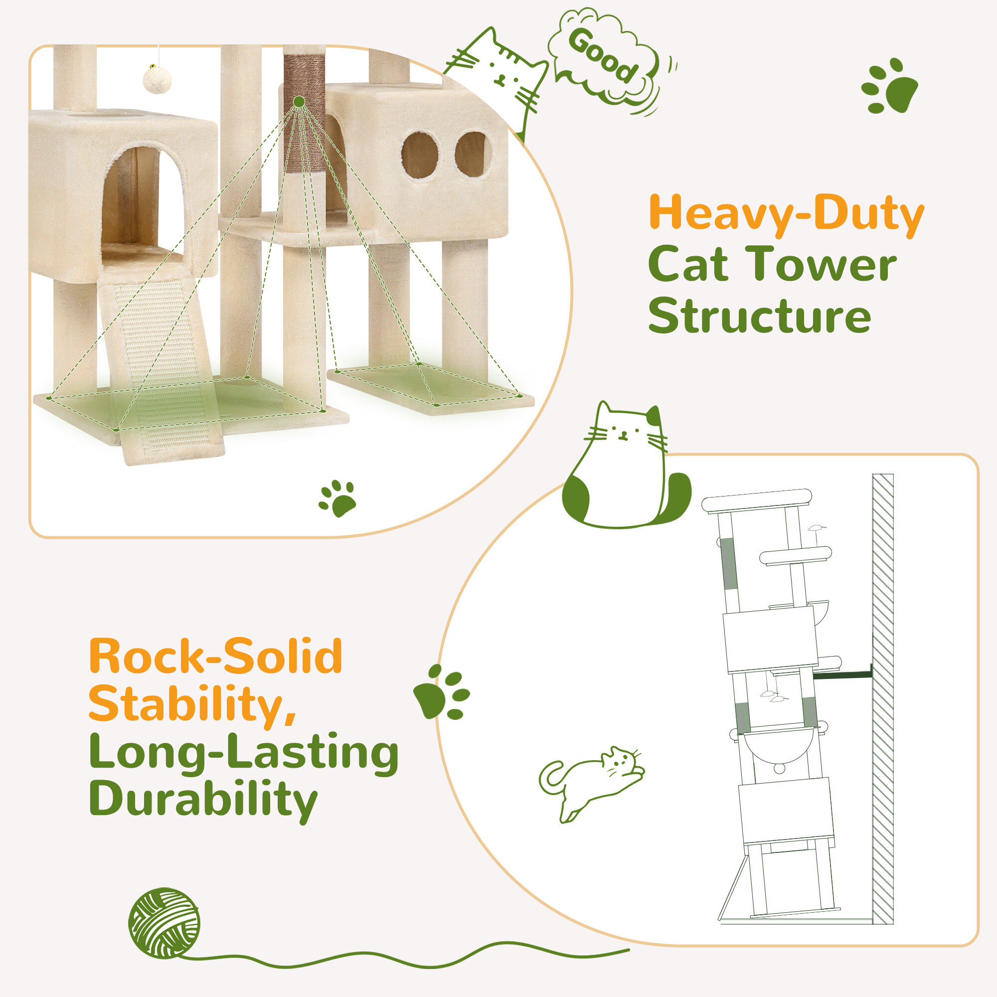globlazer-s-series-s82d-arbre-chat-beige-82-pouces-robuste image 7