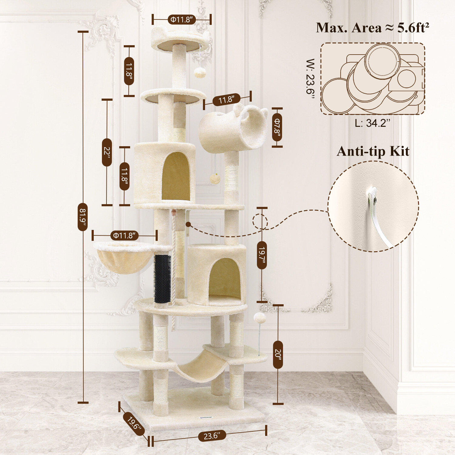 globlazer-c-series-c81-arbre-chat-beige-206-cm-grand image 8
