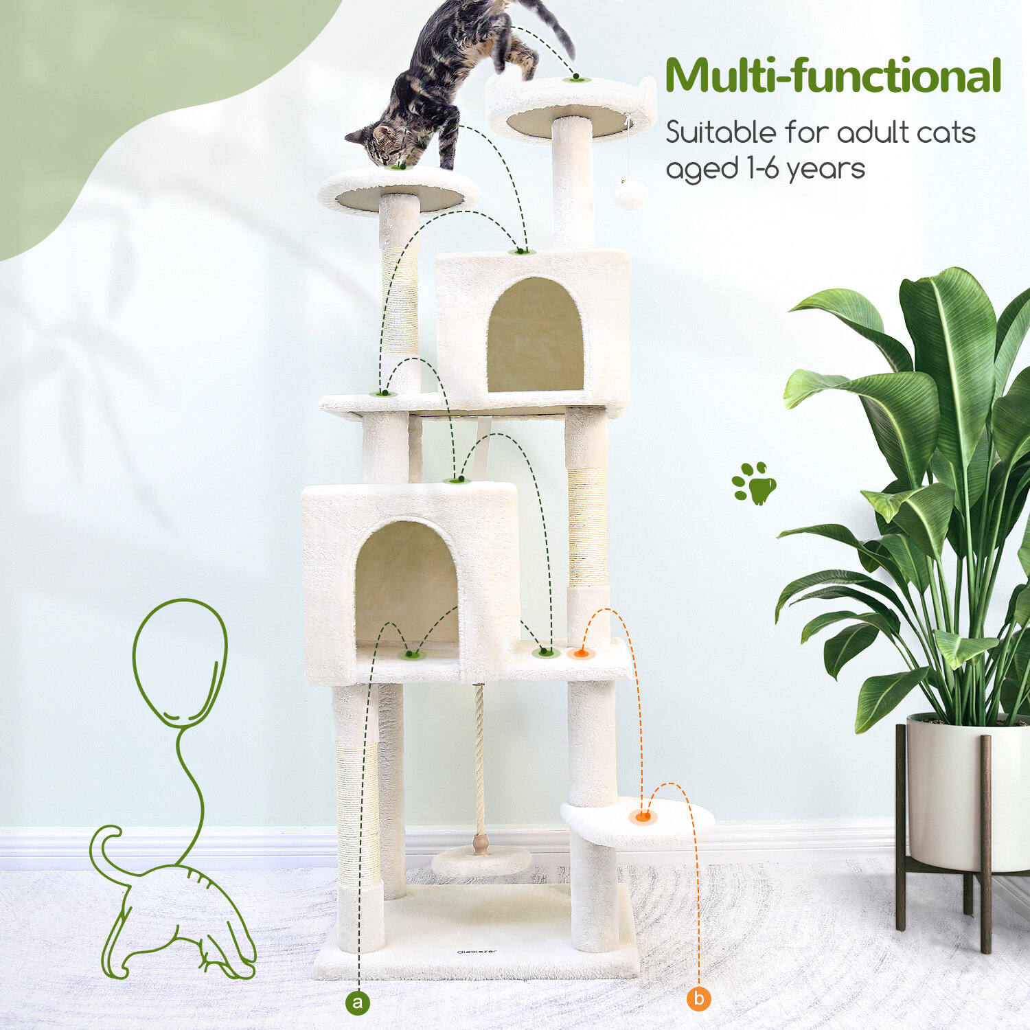 globlazer-f62-arbre-chat-beige-157-cm-grand image 7