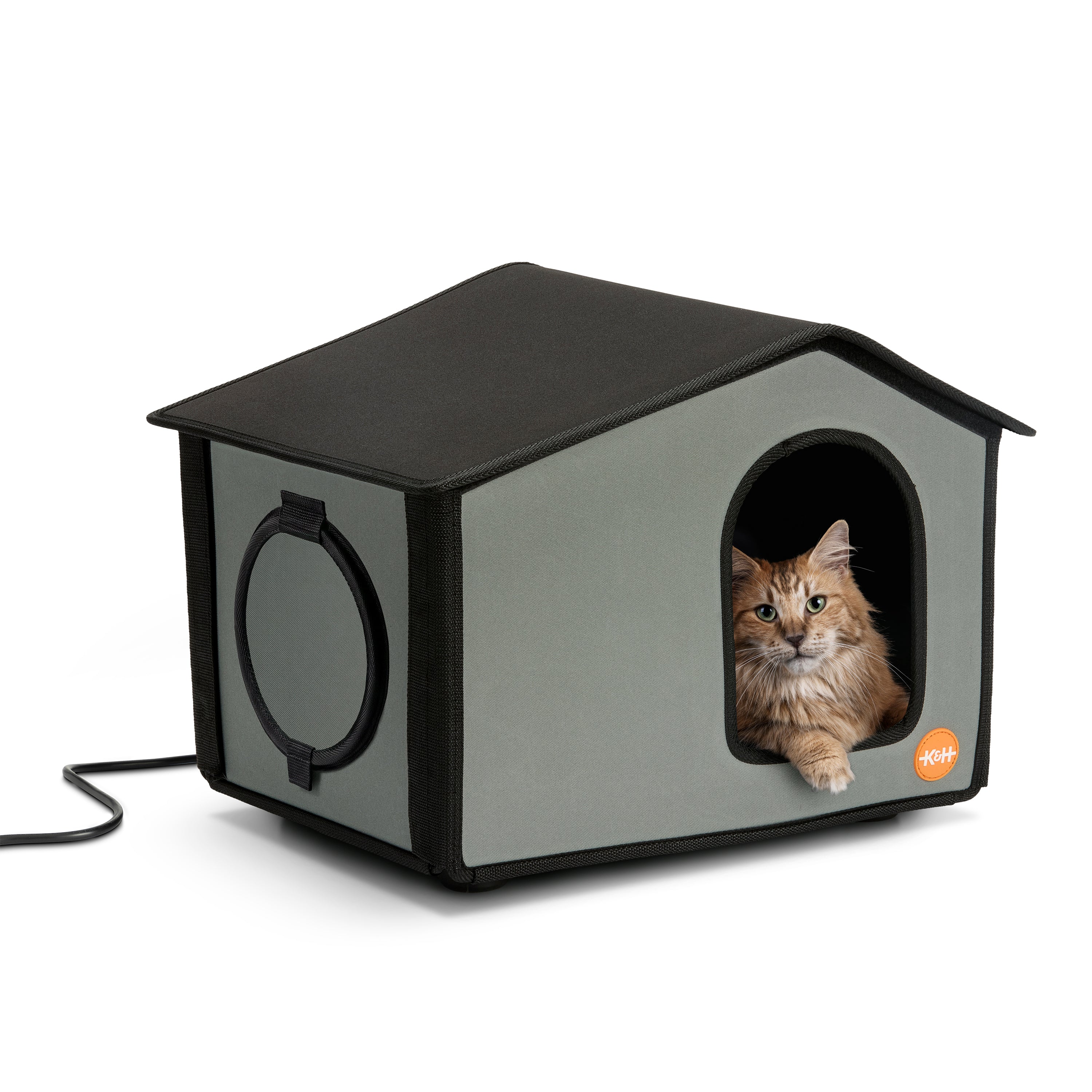 k-h-outdoor-maison-chat-chauffante-grise-isol-e-ext-rieur image 1