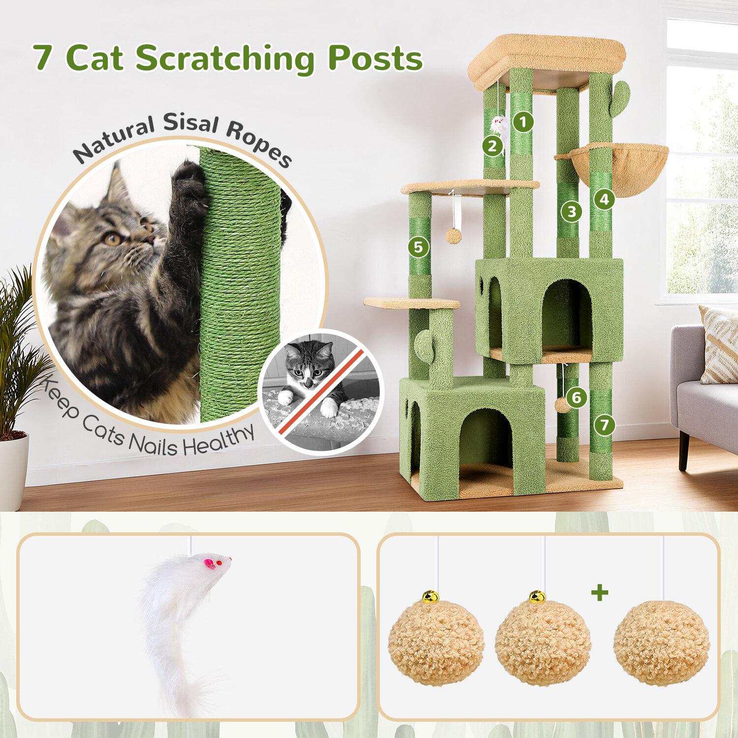globlazer-f61-arbre-chat-vert-cactus-61-pouces-robuste image 6