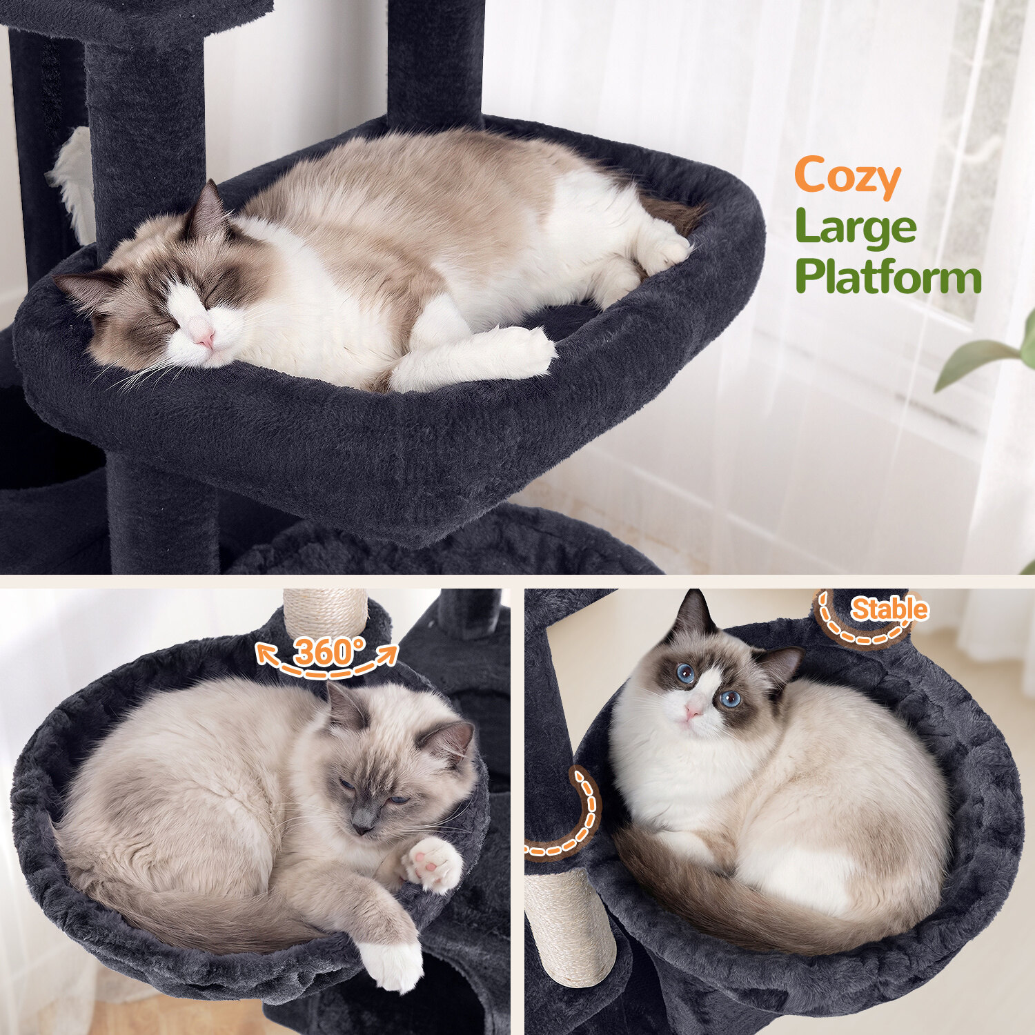globlazer-c74-arbre-chat-gris-fonc-74-pouces-avec-niche image 6