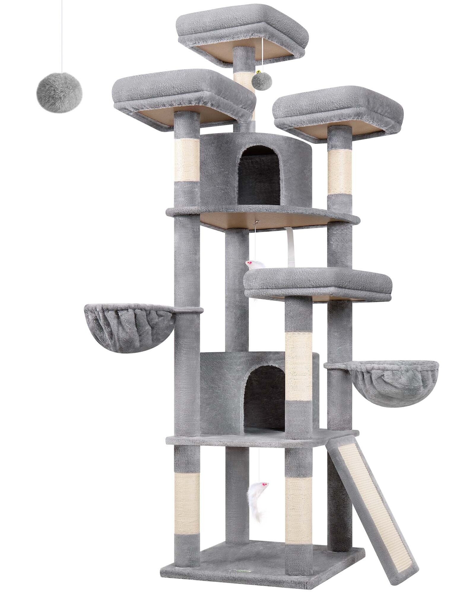 globlazer-f-series-f80h-arbre-chat-gris-clair-80-pouces-grand-chat image 2
