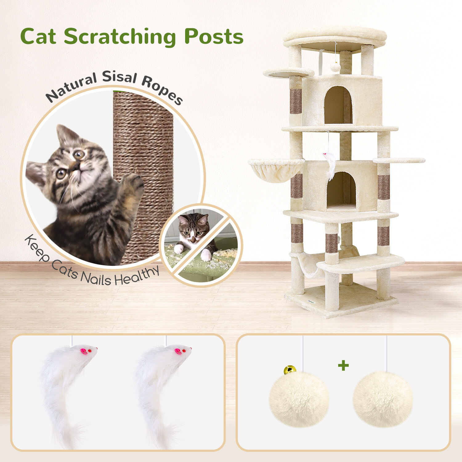 globlazer-c-series-c66-arbre-chat-beige-66-pouces-grand image 8