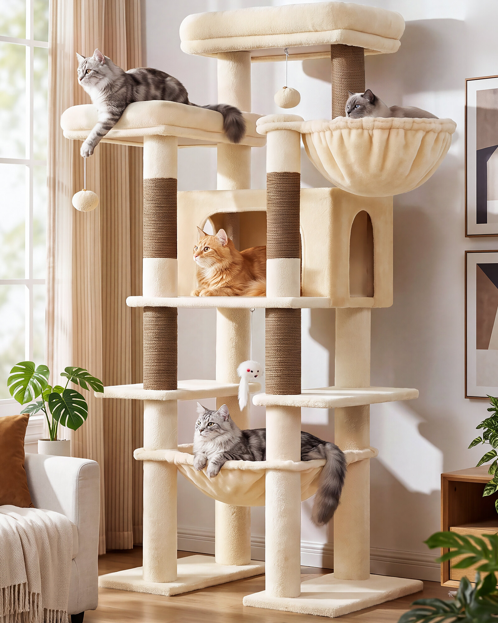 globlazer-f-series-f61b-arbre-chat-beige-155-cm-xl image 1