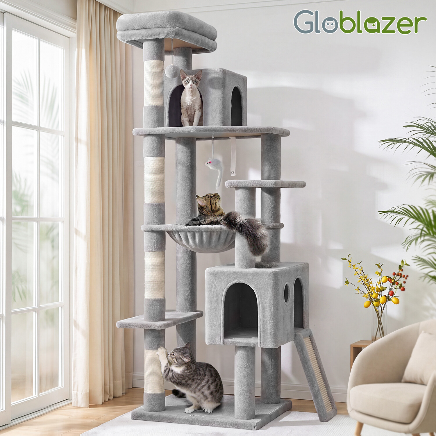 globlazer-f-series-f70-pro-arbre-chat-gris-clair-178-cm-robuste image 7