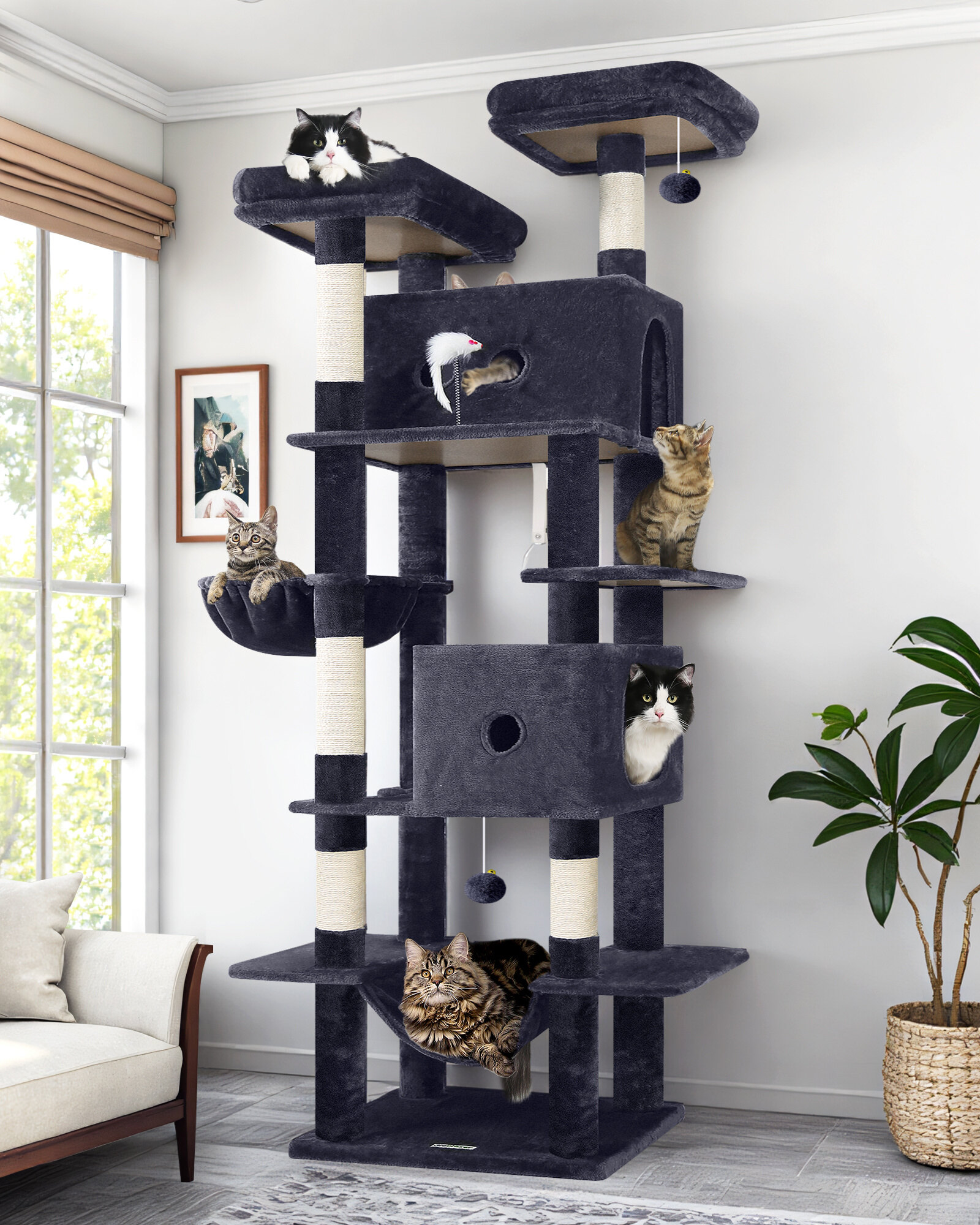 globlazer-s-series-s80b-arbre-chat-gris-fonc-80-pouces-grand-chat image 1