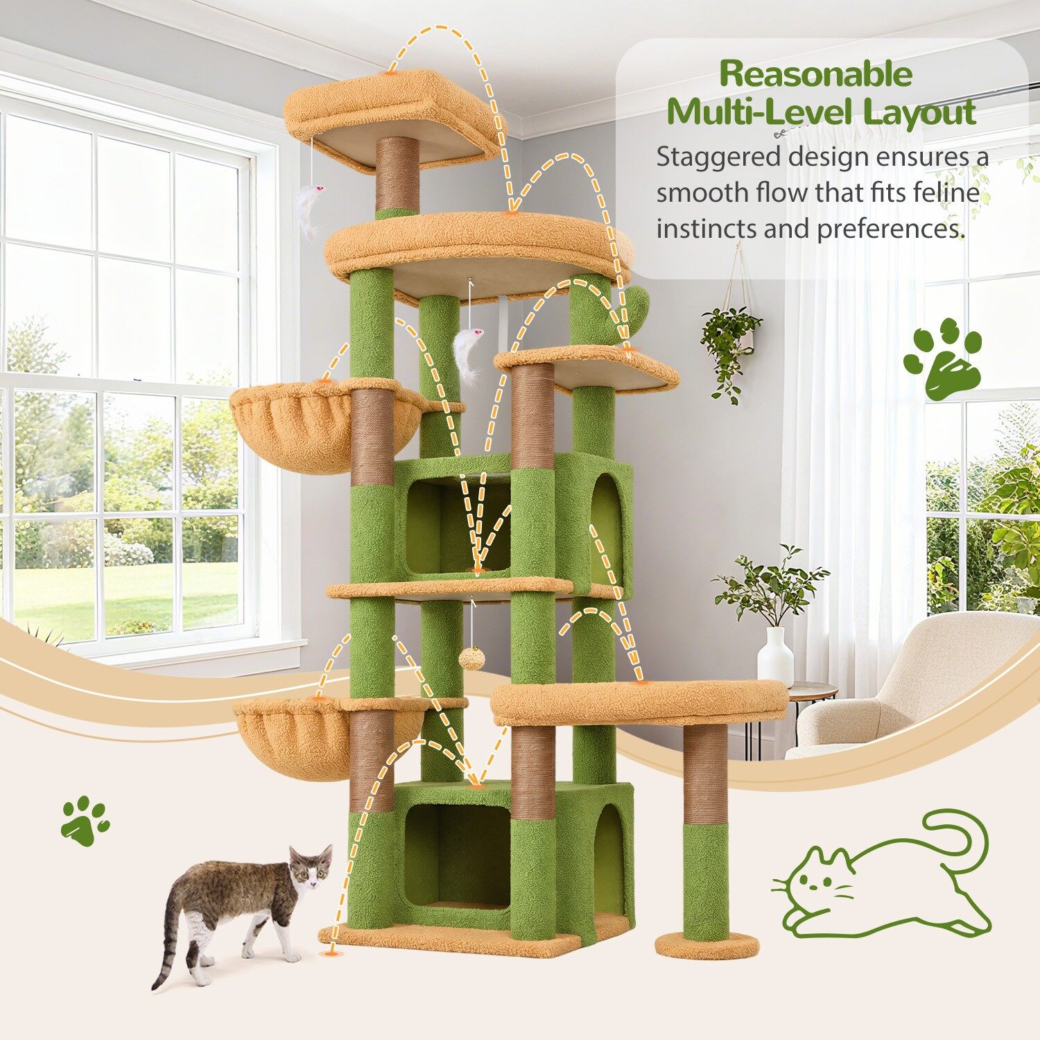 globlazer-s-series-s75-arbre-chat-cactus-vert-75-pouces image 6