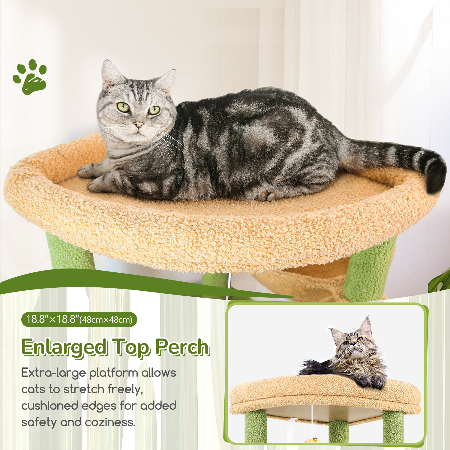 globlazer-s74-arbre-chat-vert-cactus-74-pouces-grand image 3