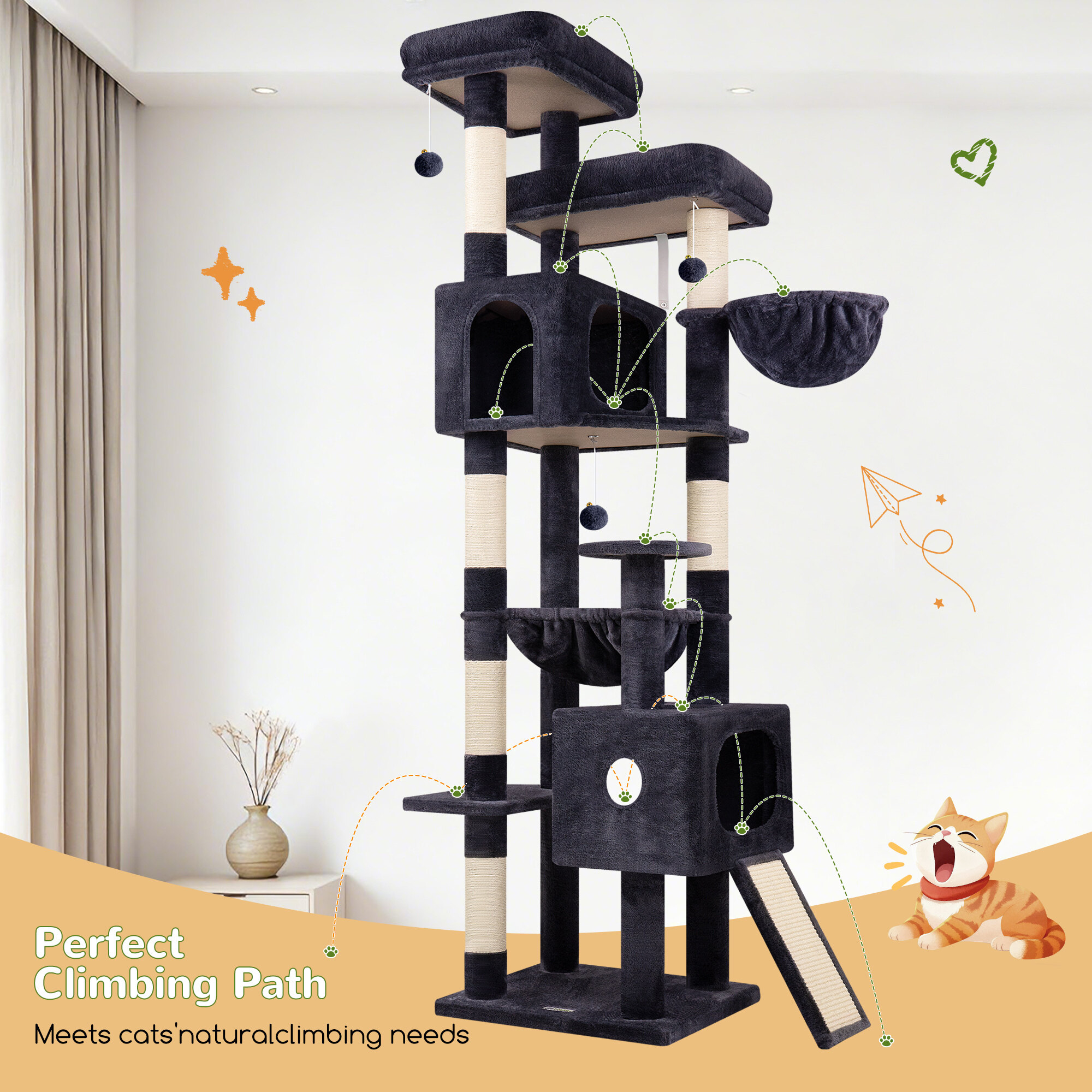 globlazer-f80g-arbre-chat-gris-fonc-80-pouces-grand image 7