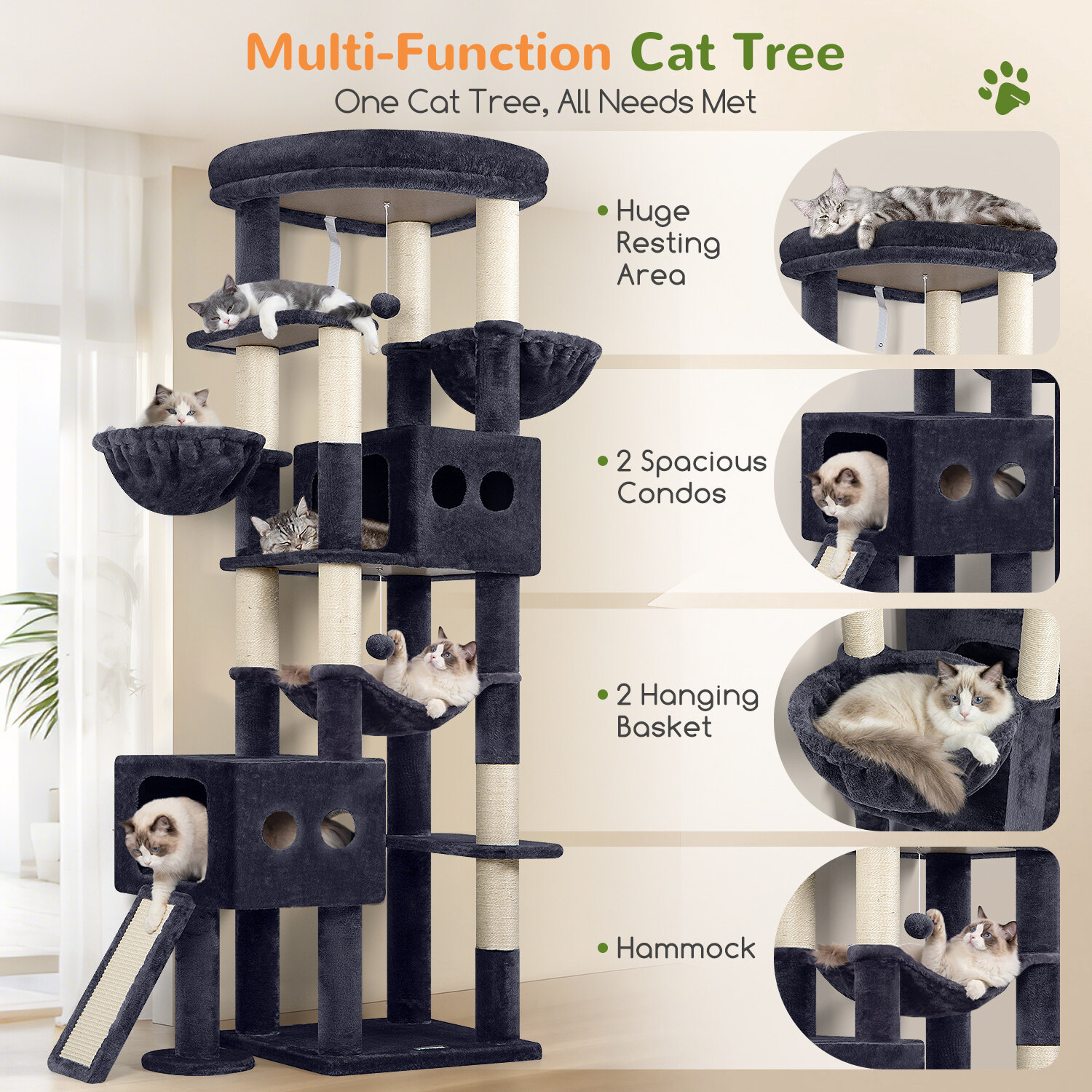 globlazer-s81g-arbre-chat-206-cm-gris-fonc-haut image 5