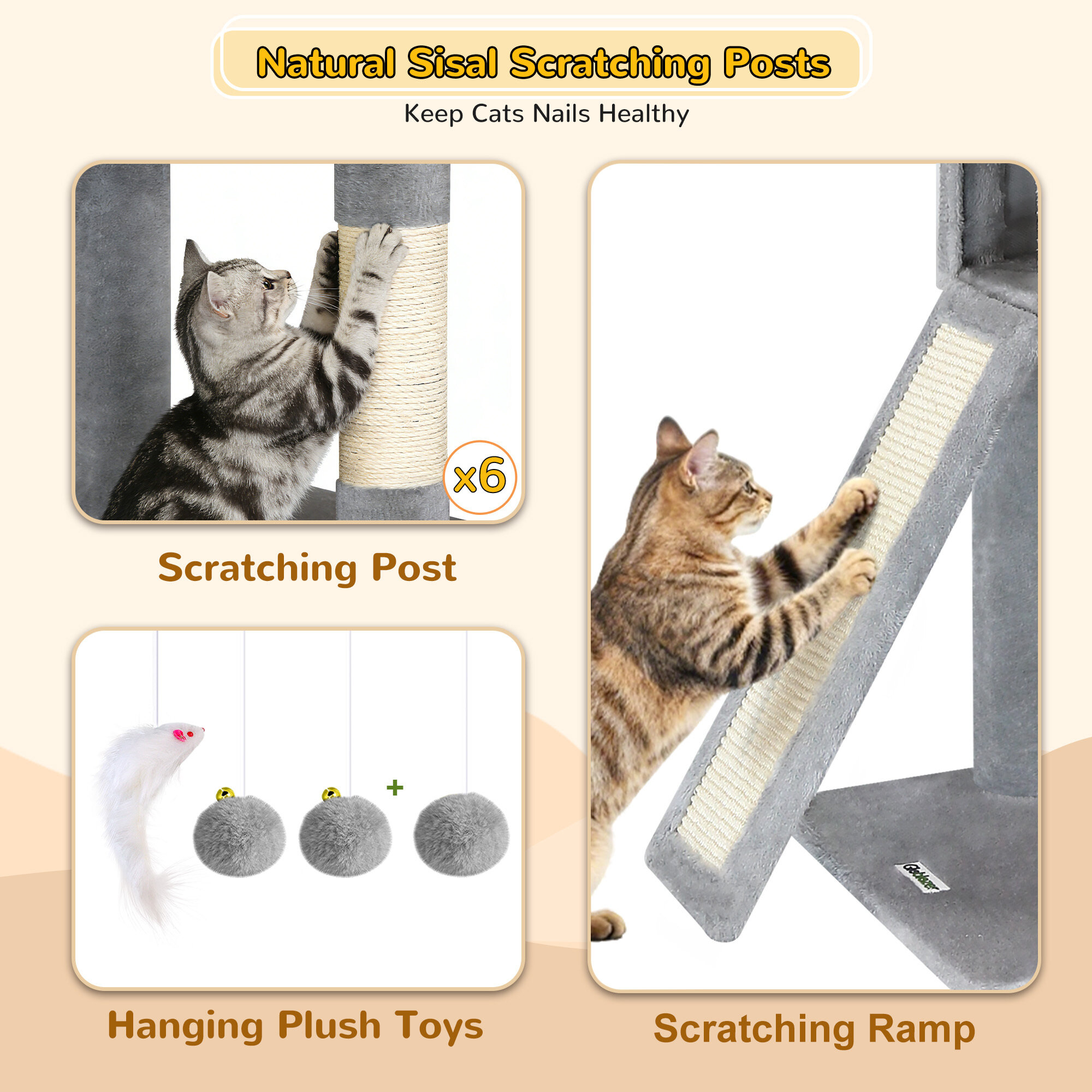 globlazer-s-series-s78-arbre-chat-gris-clair-198-cm-poteau image 7