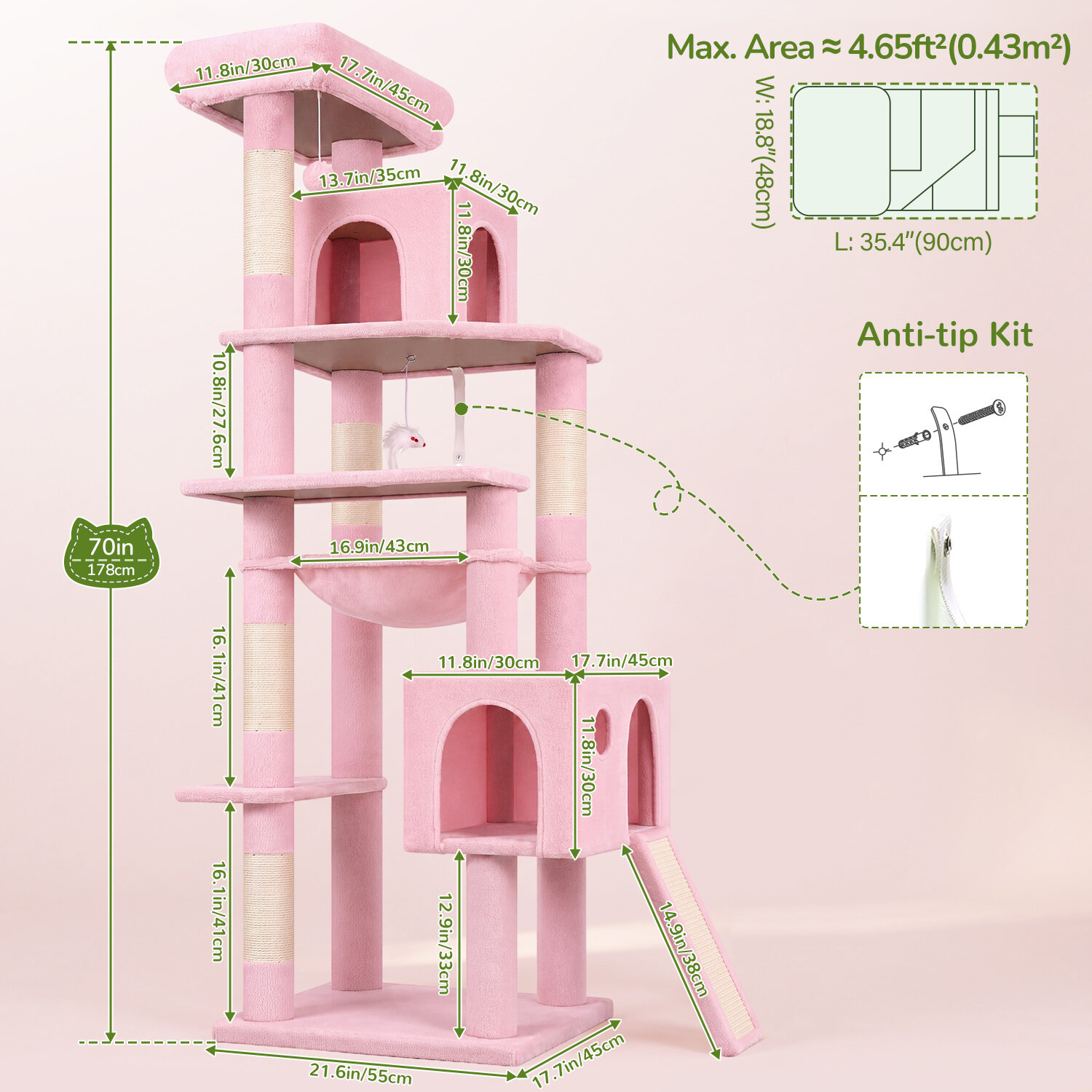 globlazer-f70-pro-arbre-chat-rose-178-cm-int-rieur image 7