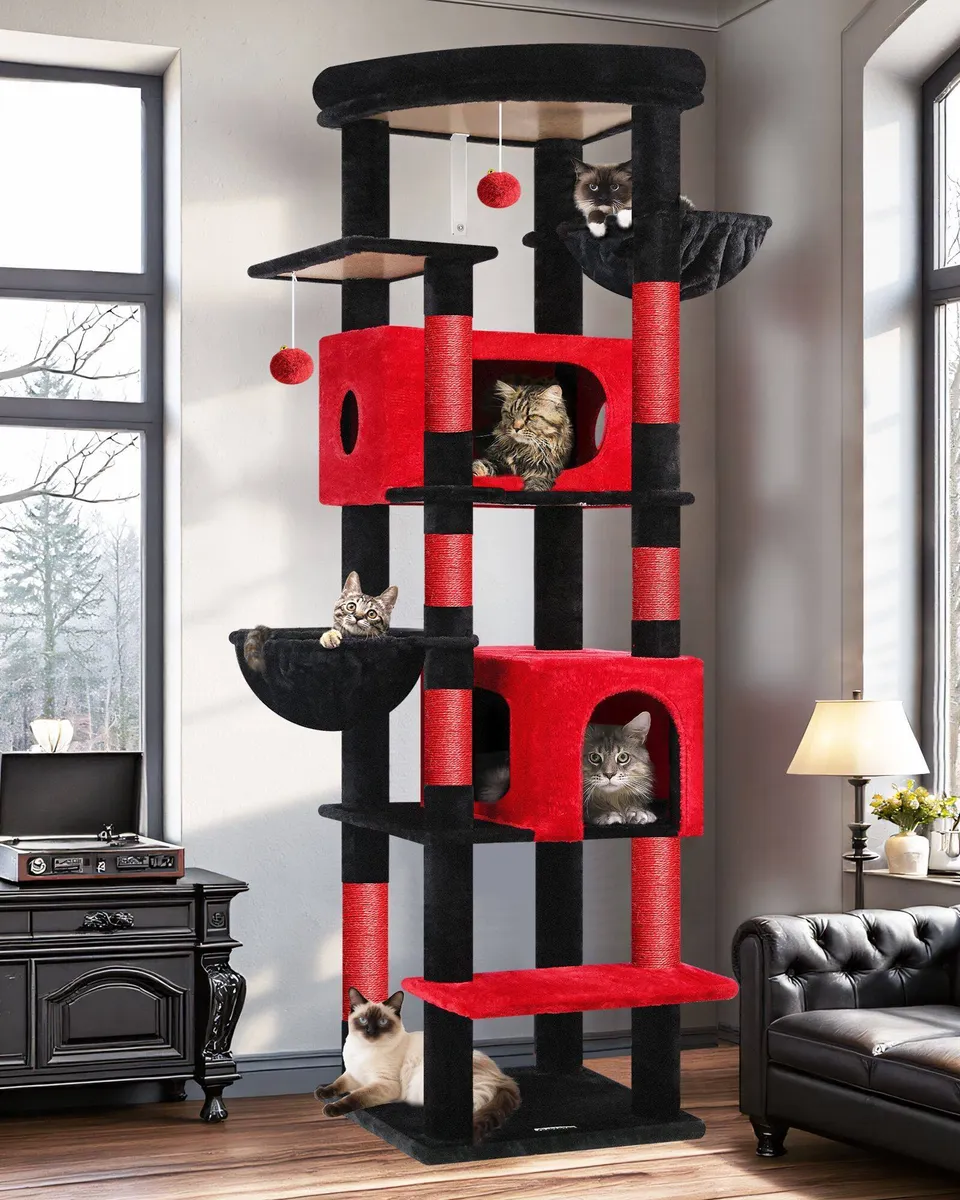 globlazer-s74-arbre-chat-g-ant-188-cm-rouge-noir image 1