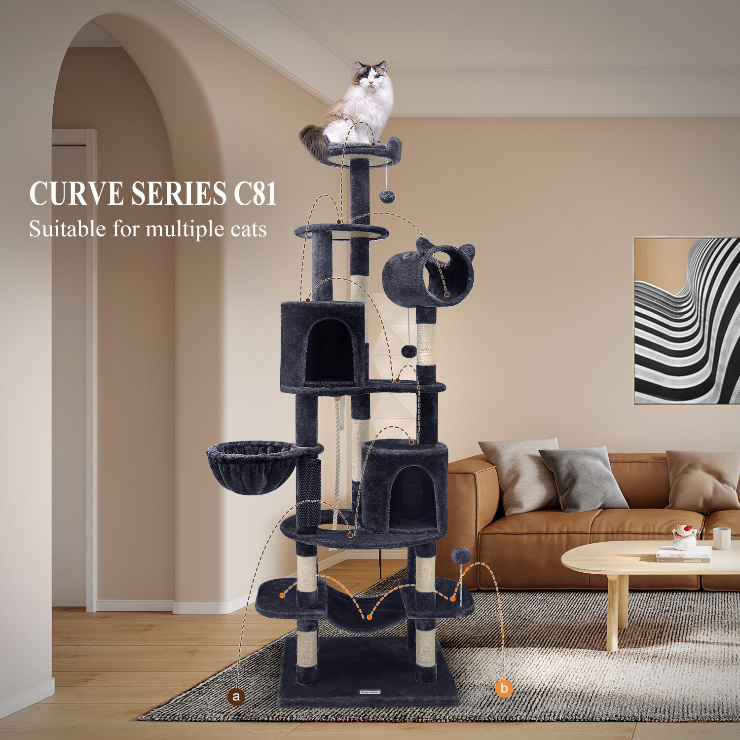 globlazer-c81-arbre-chat-gris-fonc-81-pouces-grand image 3