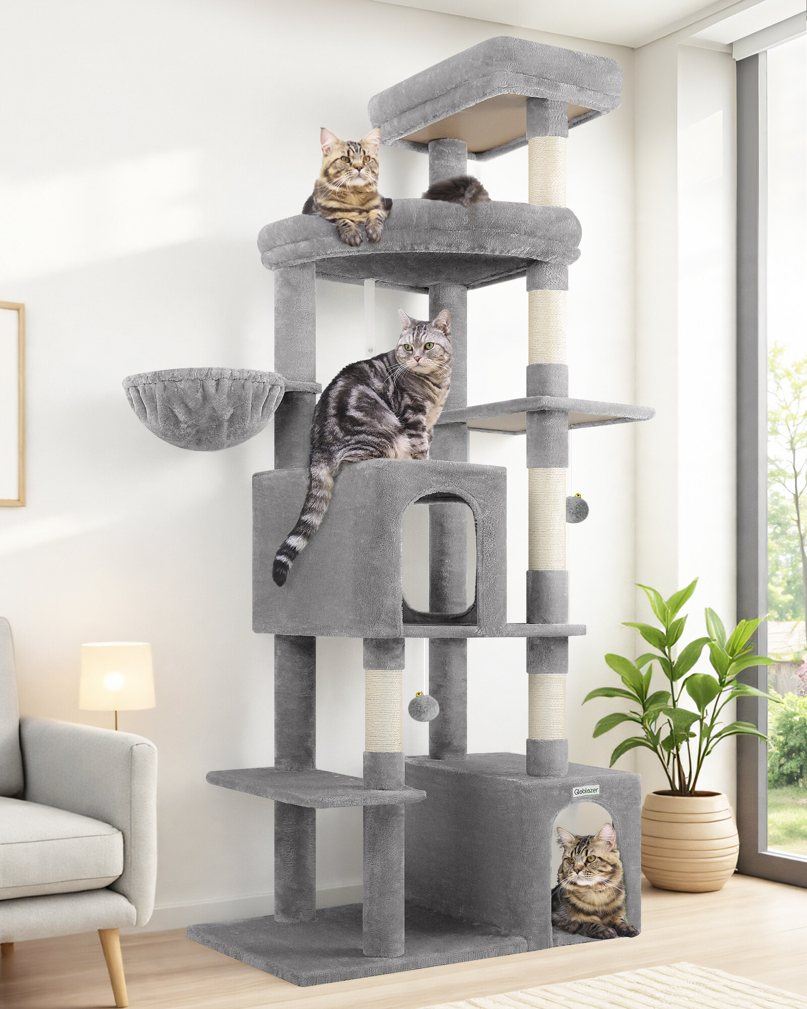 globlazer-f-series-f70e-arbre-chat-gris-clair-70-pouces image 1