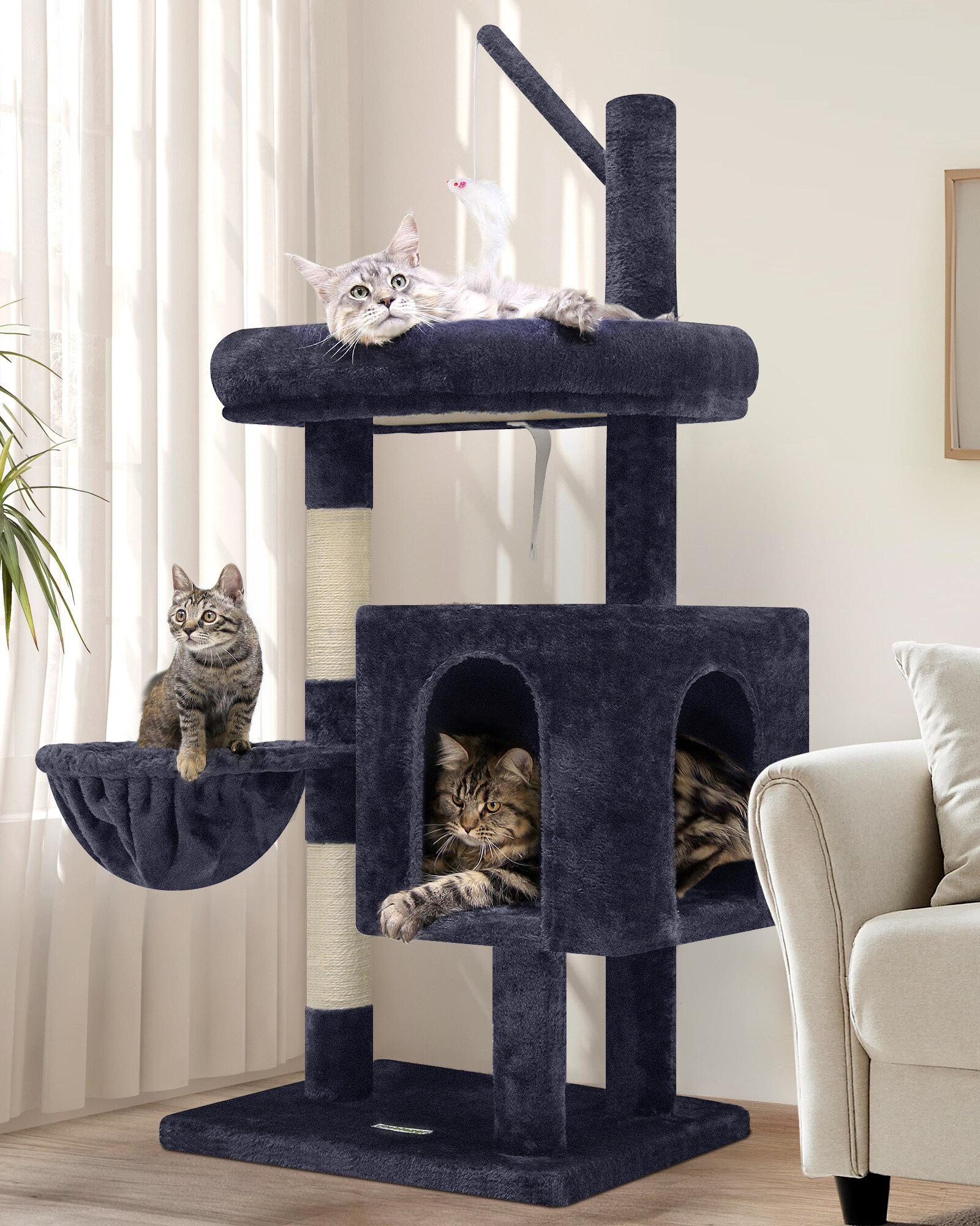 globlazer-f46c-arbre-chat-gris-fonc-117-cm-compact image 1