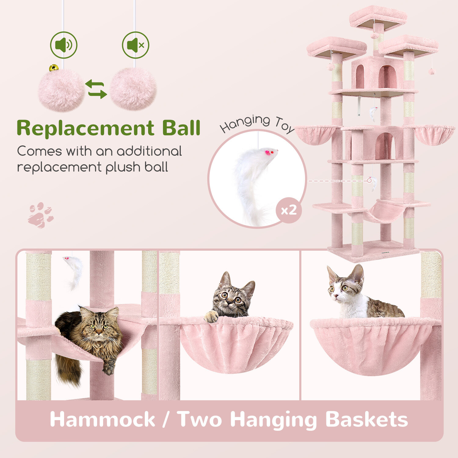 globlazer-f-series-f80-arbre-chat-rose-80-pouces-grand-chat image 6