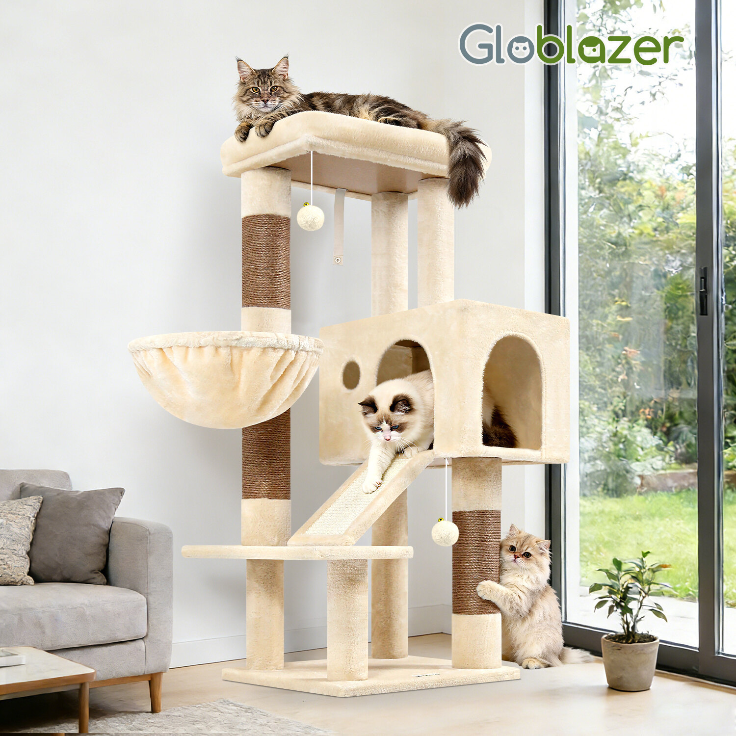 globlazer-s45-arbre-chat-beige-45-pouces-griffoir image 8