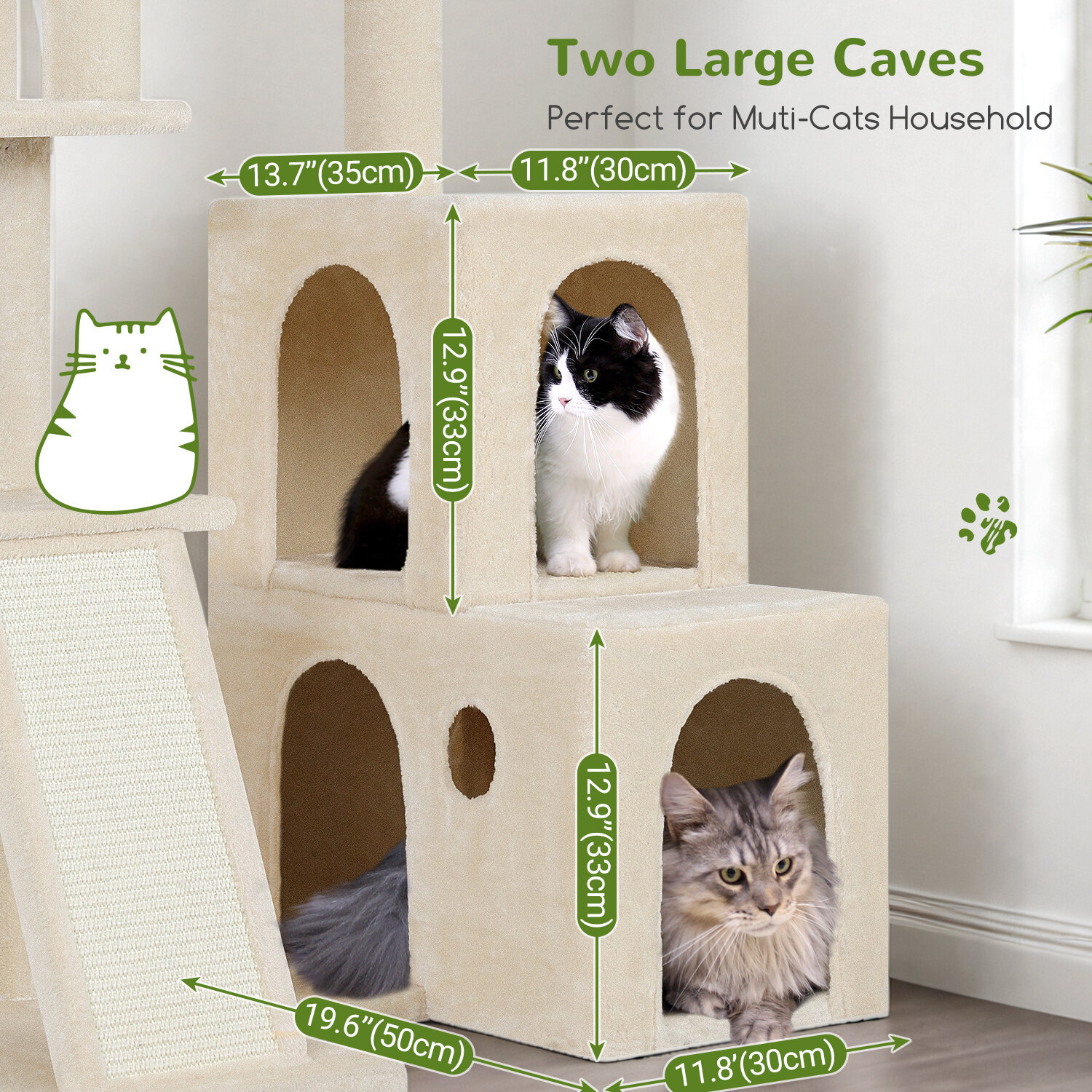 globlazer-f50-arbre-chat-beige-50-pouces-grands-chats image 7