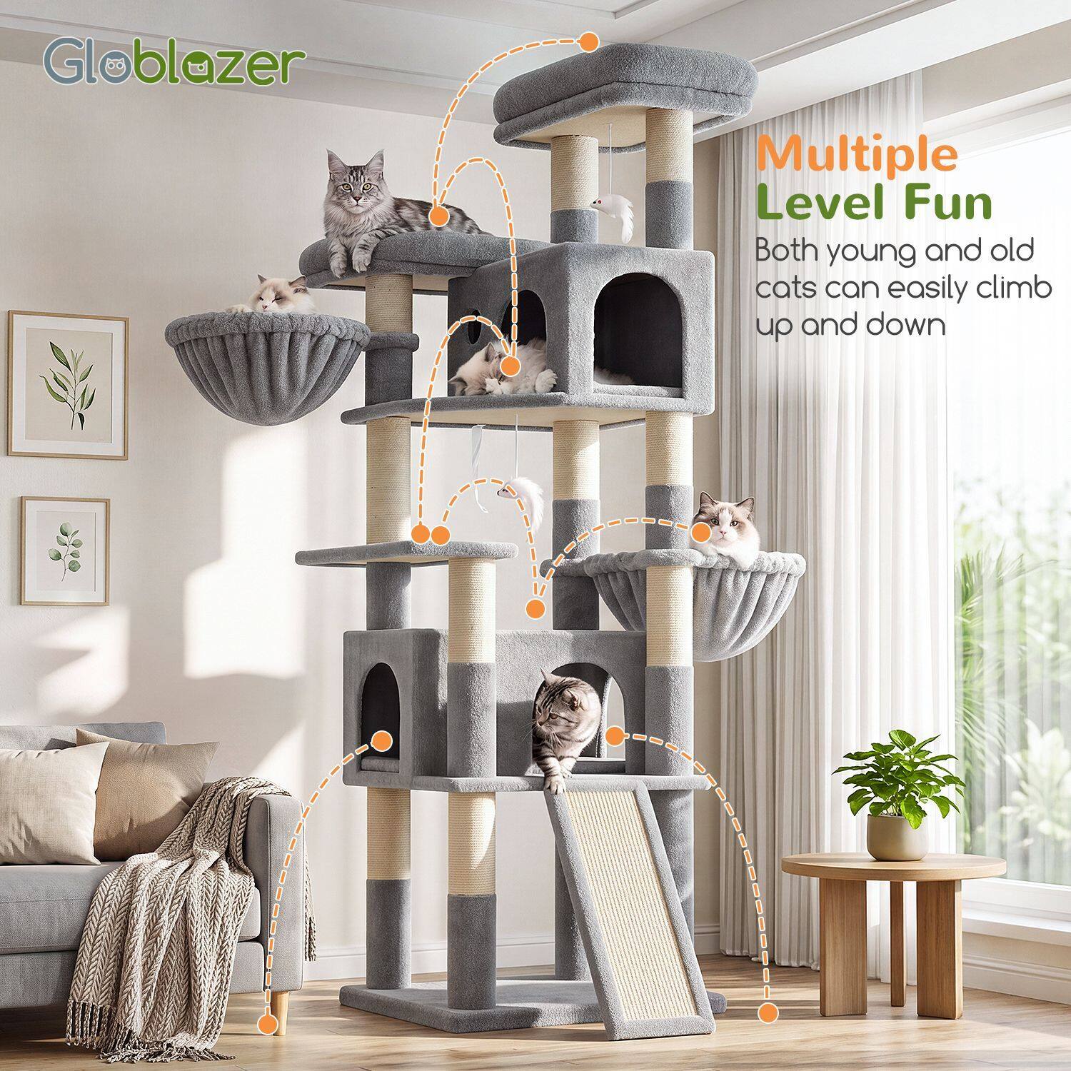 globlazer-f-series-f74h-arbre-chat-gris-clair-188-cm image 8