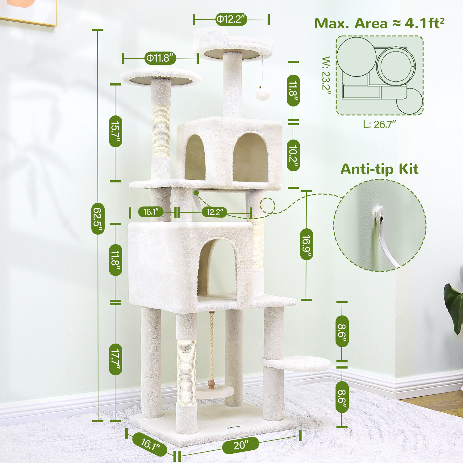 globlazer-f62-arbre-chat-beige-157-cm-grand image 6