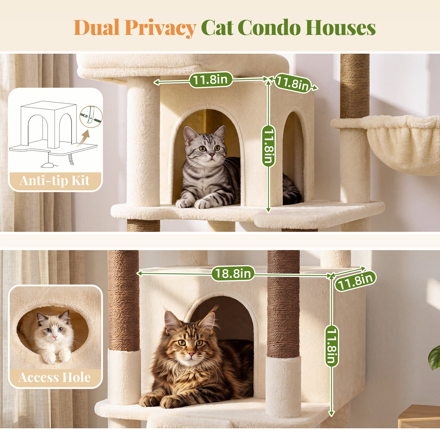 globlazer-f80j-arbre-chat-beige-80-pouces-grand-chat image 4