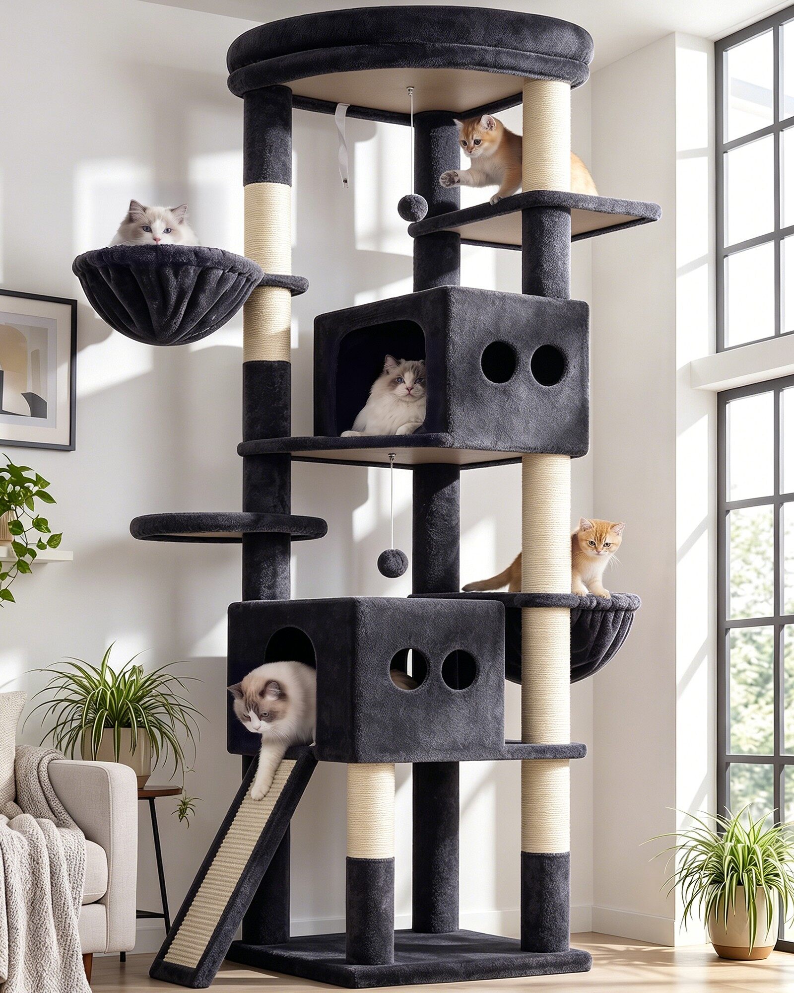 globlazer-s74g-arbre-chat-grand-gris-fonc-188-cm image 1