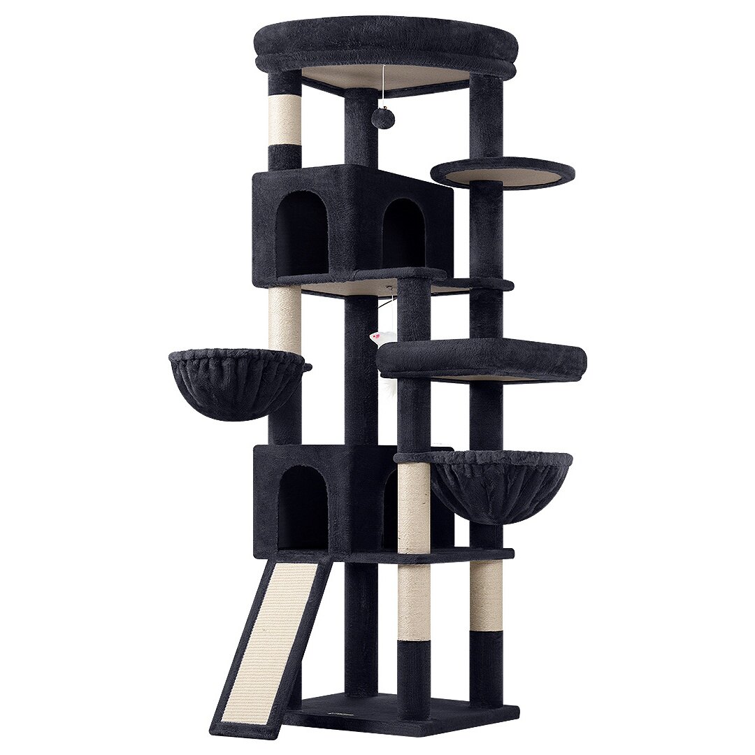 globlazer-c74-arbre-chat-gris-fonc-74-pouces-avec-niche image 2