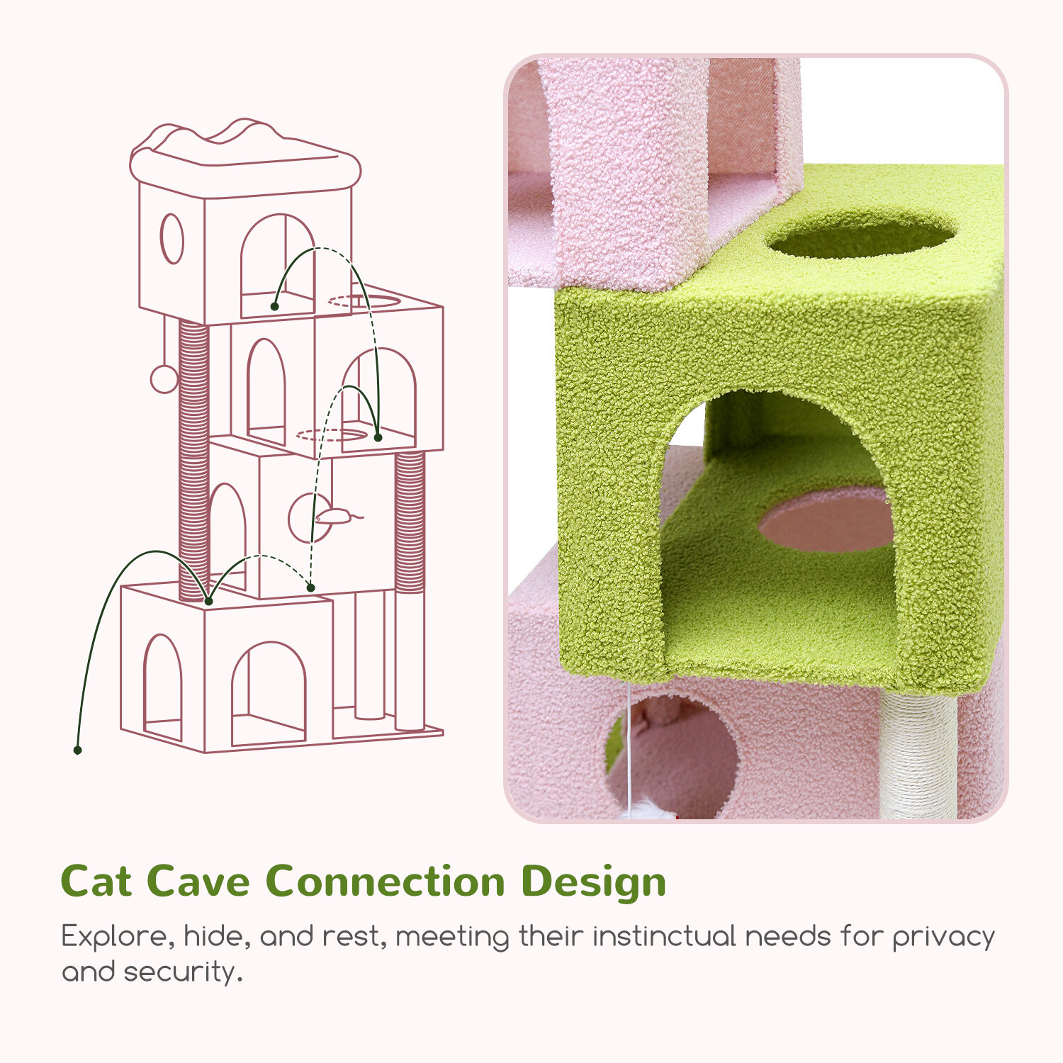 globlazer-fc61-arbre-chat-61-pouces-rose-vert-niche image 5