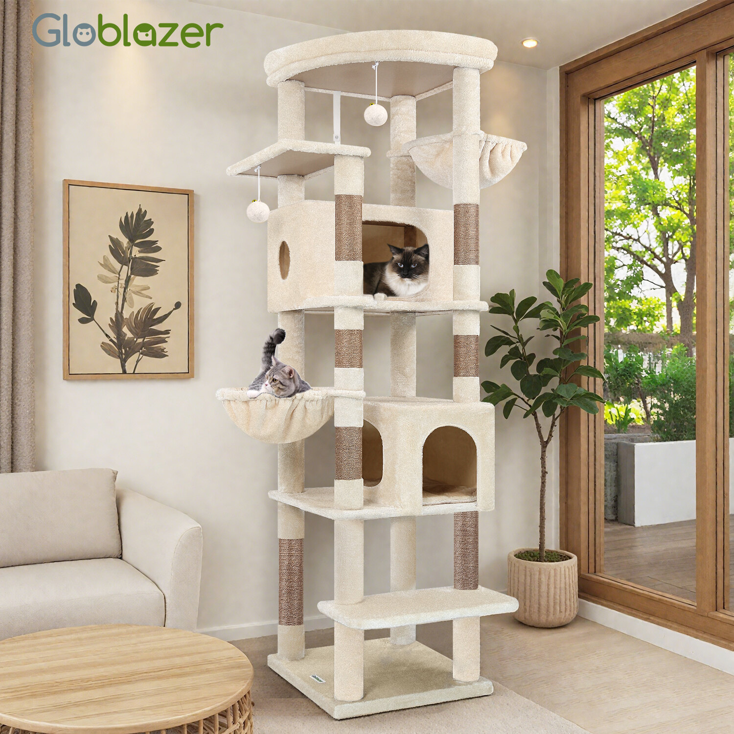 globlazer-s74-arbre-a-chat-beige-188-cm-grand image 8