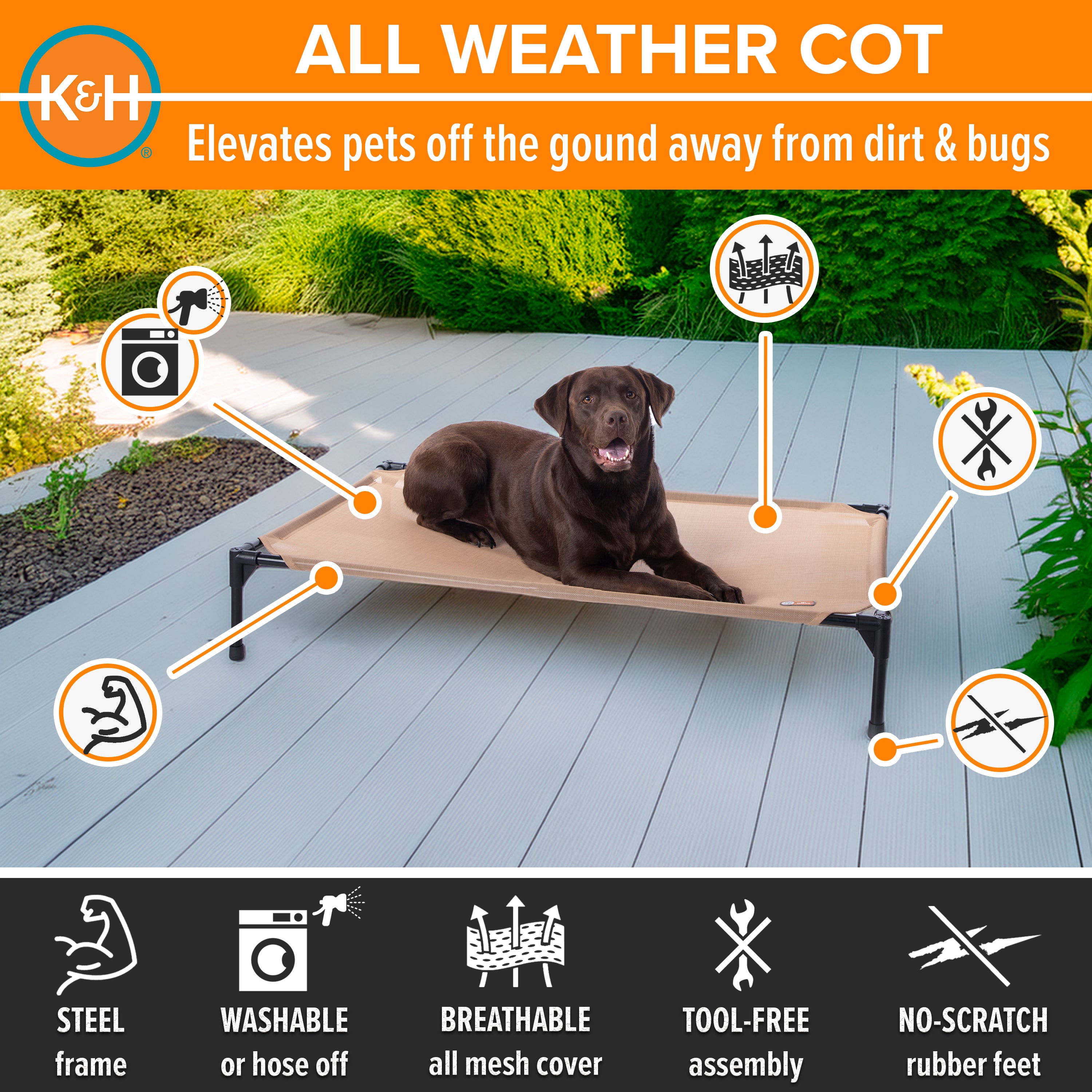 k-h-dog-cot-lit-chien-sur-lev-large-42x30-gris image 3