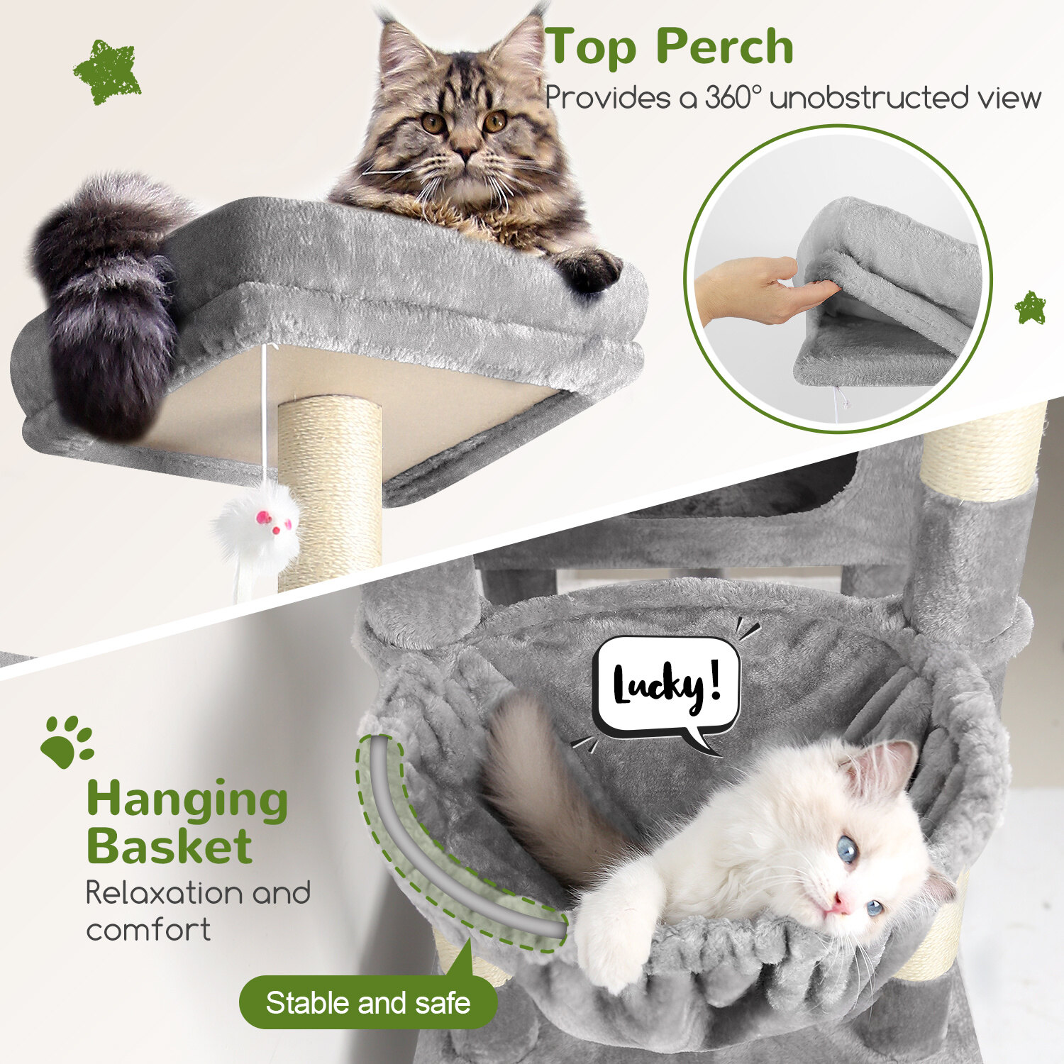globlazer-f-series-f81-arbre-chat-grand-chat-gris-206-cm image 7