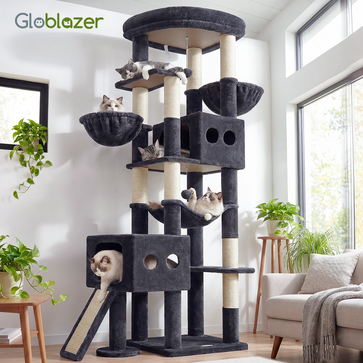 globlazer-s81g-arbre-chat-206-cm-gris-fonc-haut image 8
