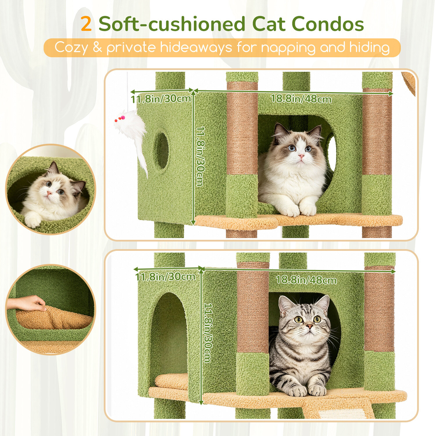globlazer-s-series-s80c-arbre-chat-vert-cactus-80-pouces image 4