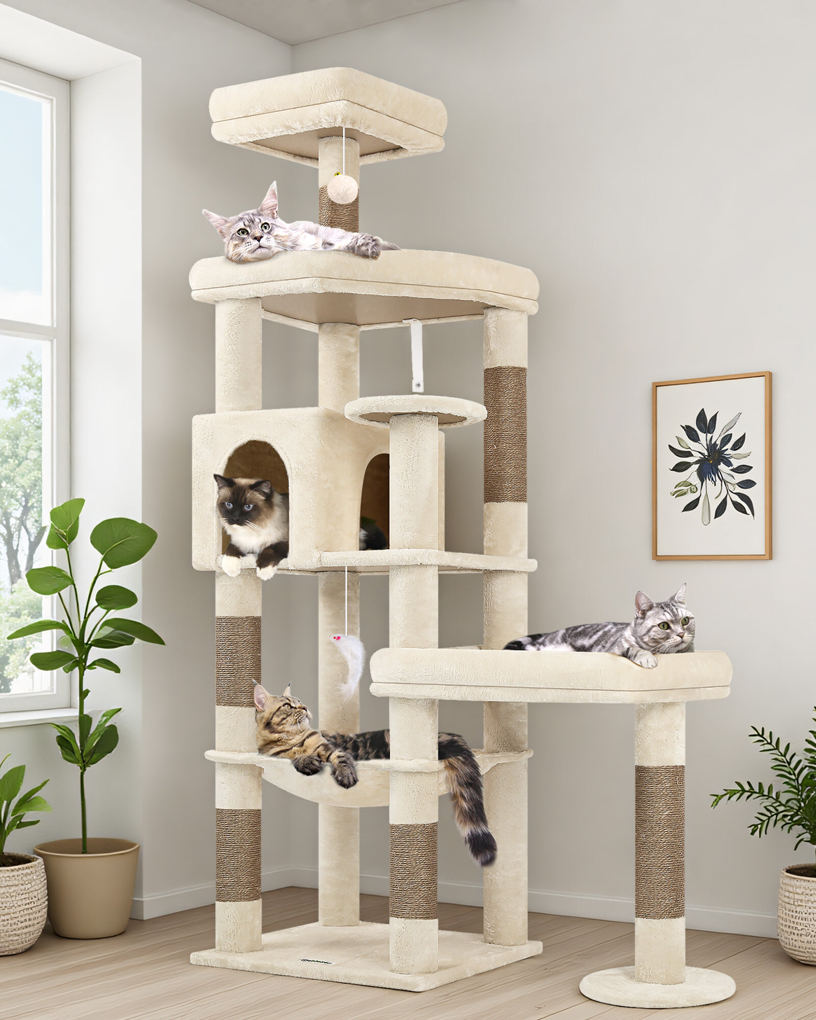 globlazer-s65-arbre-chat-beige-165-cm-robuste image 1