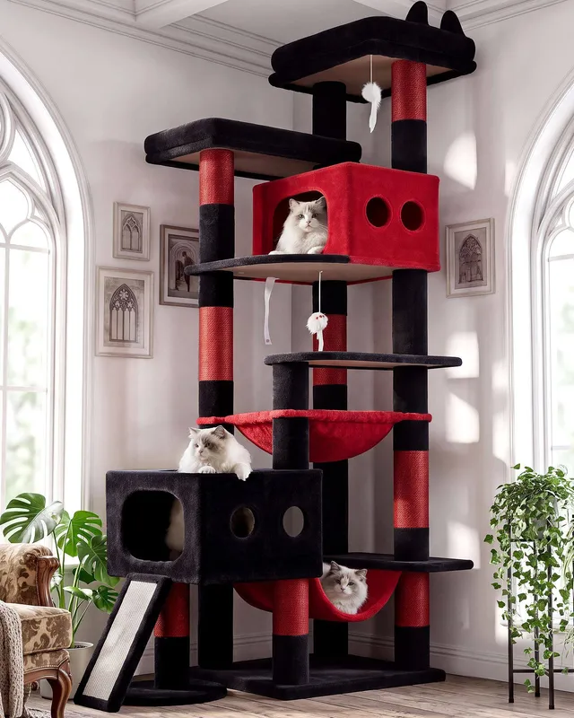 globlazer-s83g-arbre-chat-211-cm-rouge-noir-robuste image 1