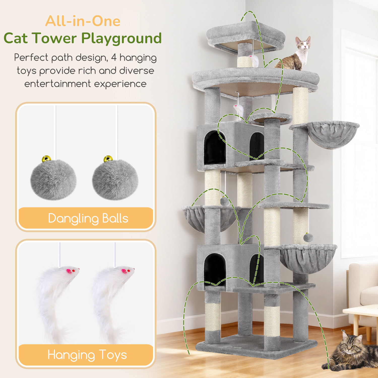 globlazer-s-series-s82-arbre-chat-gris-clair-82-pouces-robuste image 6