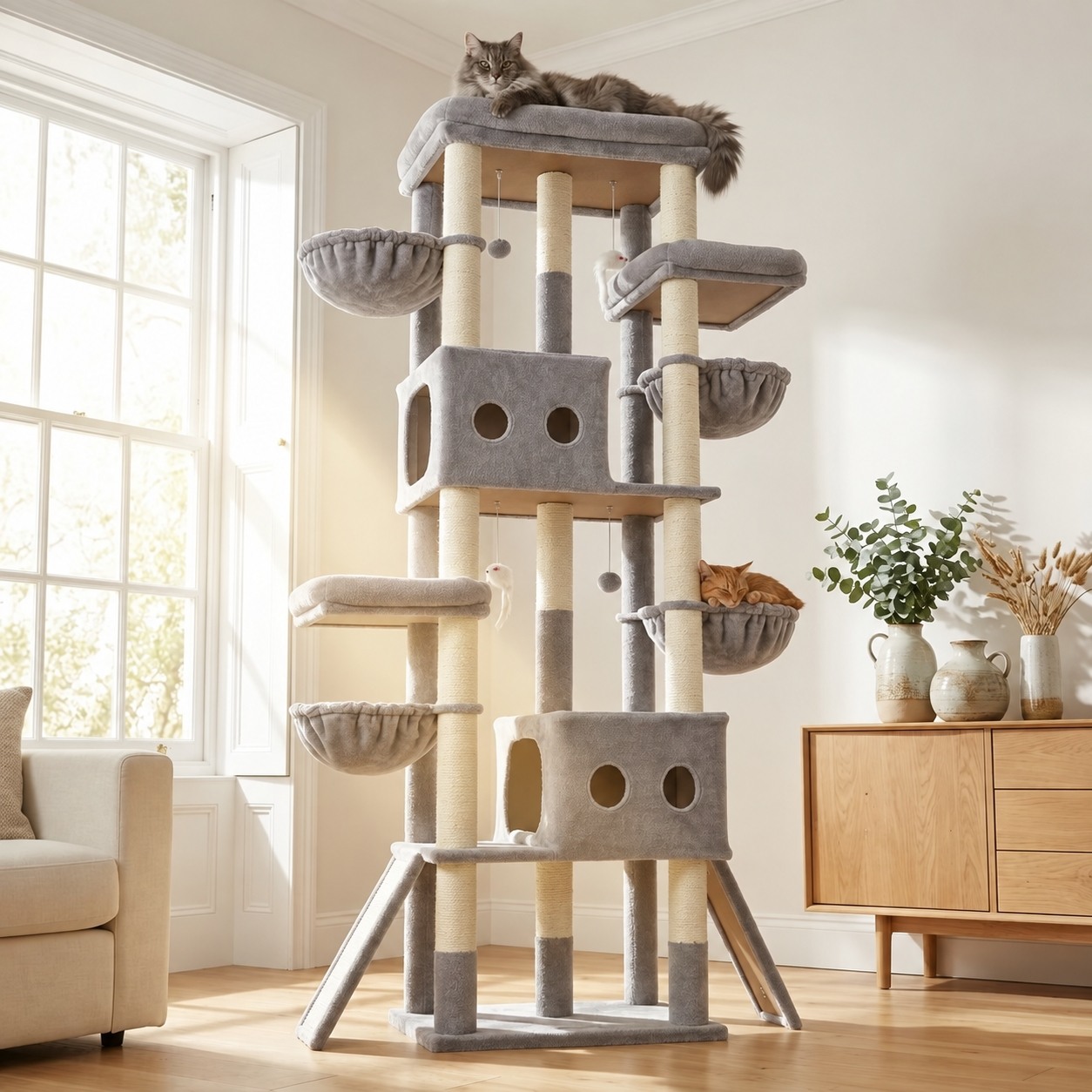 globlazer-s-series-s83j-arbre-chat-gris-clair-83-pouces-grand-chat image 1