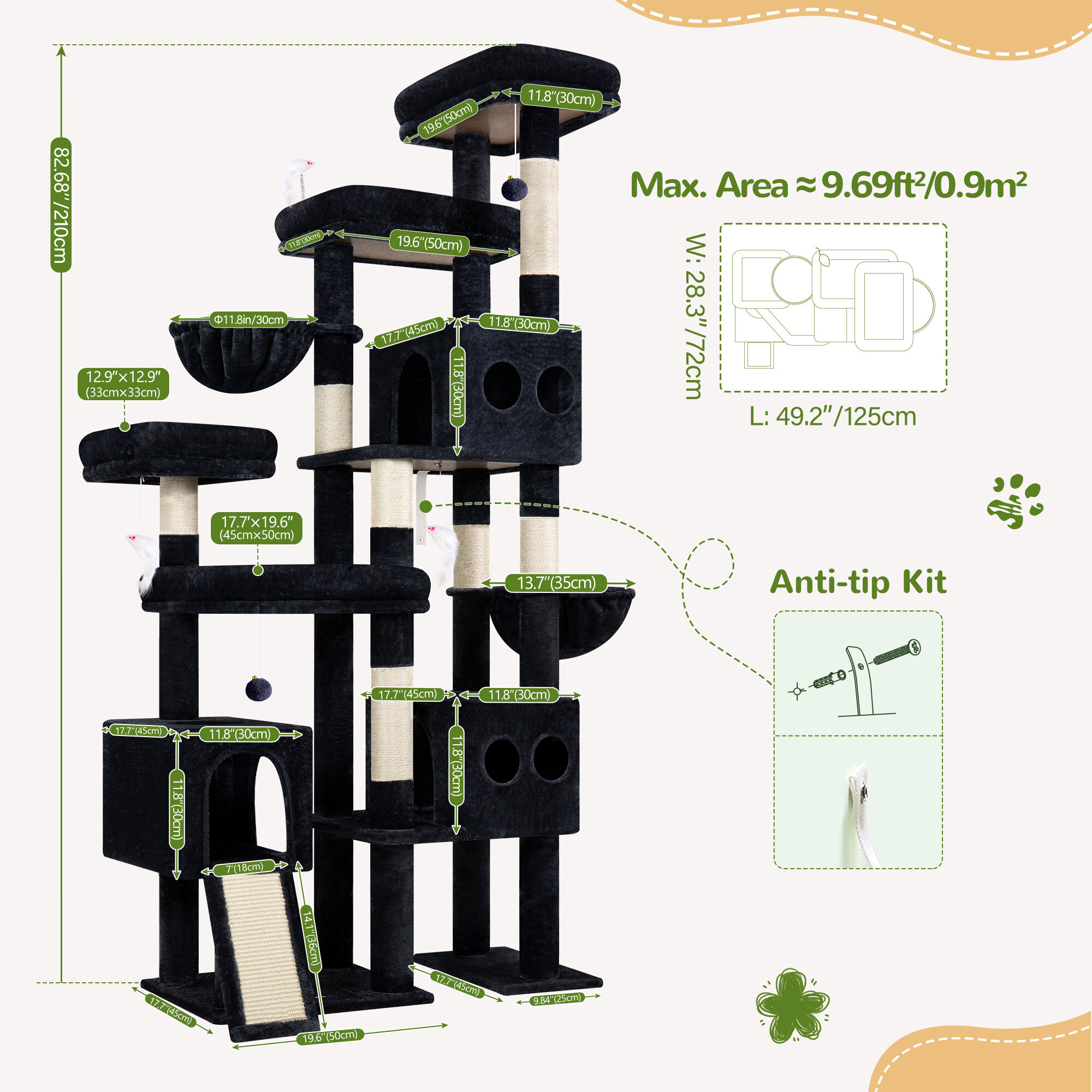 globlazer-s-series-s82d-arbre-chat-gris-fonc-82-pouces image 6