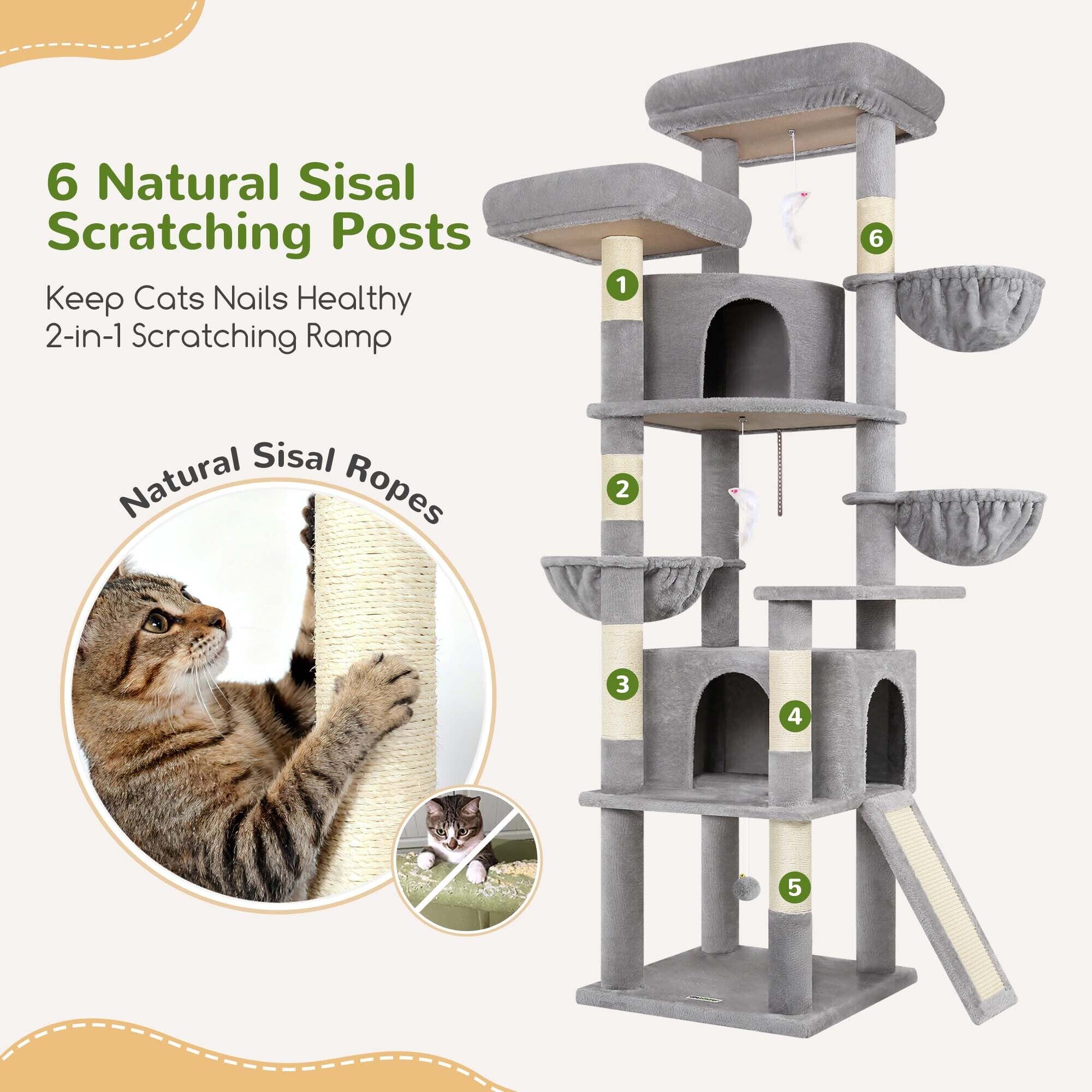 globlazer-f76c-arbre-chat-76-pouces-gris-clair-xxl image 6