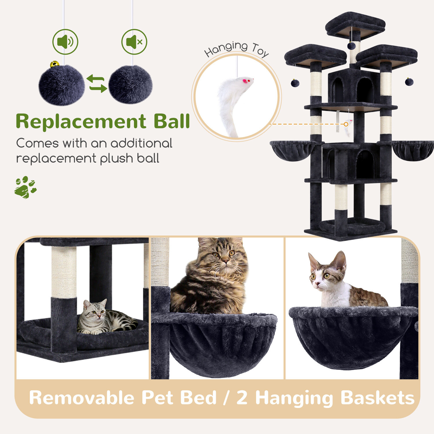 globlazer-f-series-f68b-arbre-chat-gris-fonc-68-pouces image 6