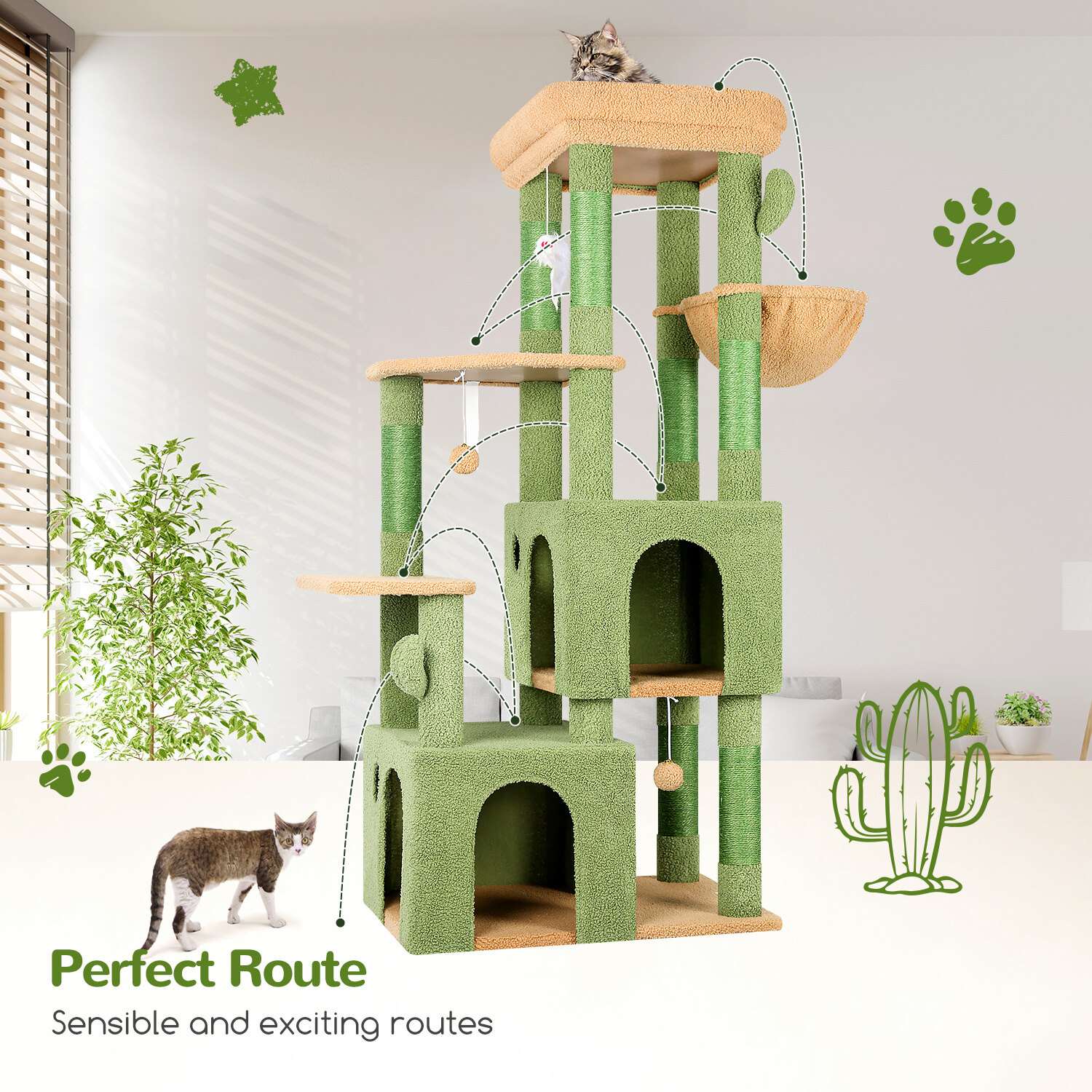 globlazer-f61-arbre-chat-vert-cactus-61-pouces-robuste image 7