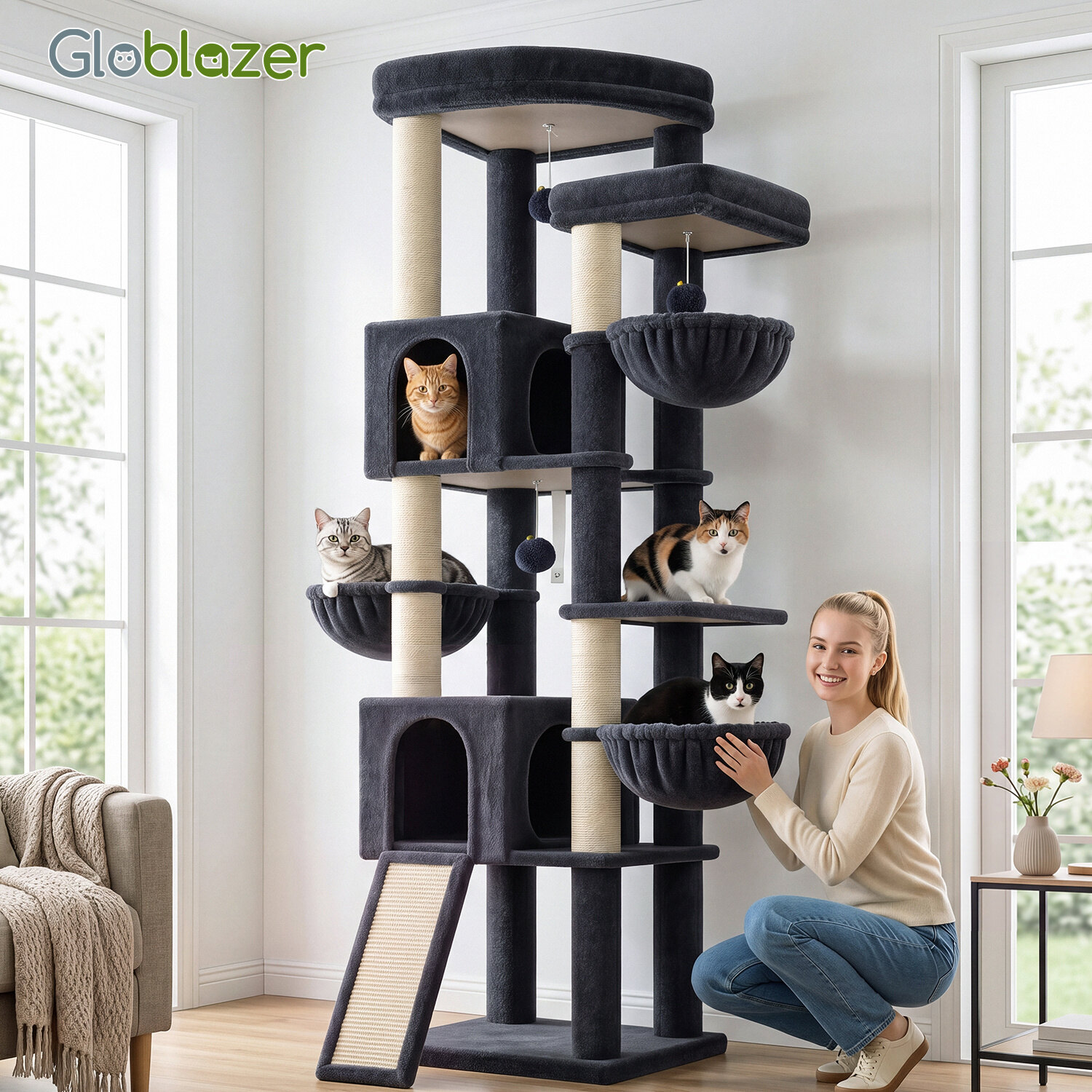 globlazer-f77-arbre-chat-gris-fonc-196-cm-xxl image 8