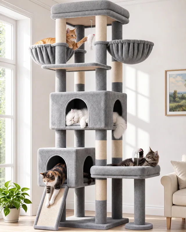 globlazer-s-series-s73b-arbre-chat-gris-clair-185-cm-robuste image 1