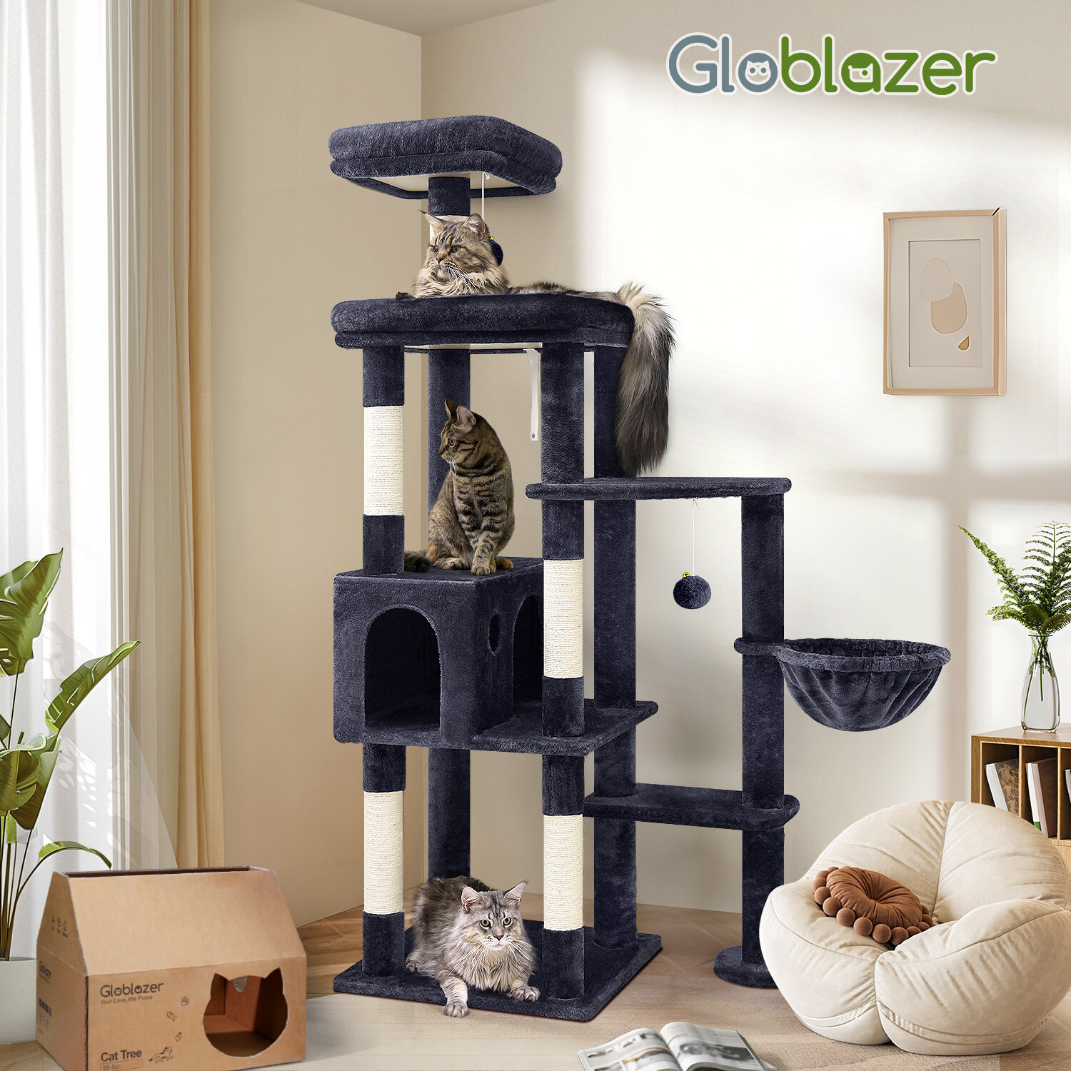 globlazer-f-series-f65-arbre-chat-gris-fonc-65-pouces image 3